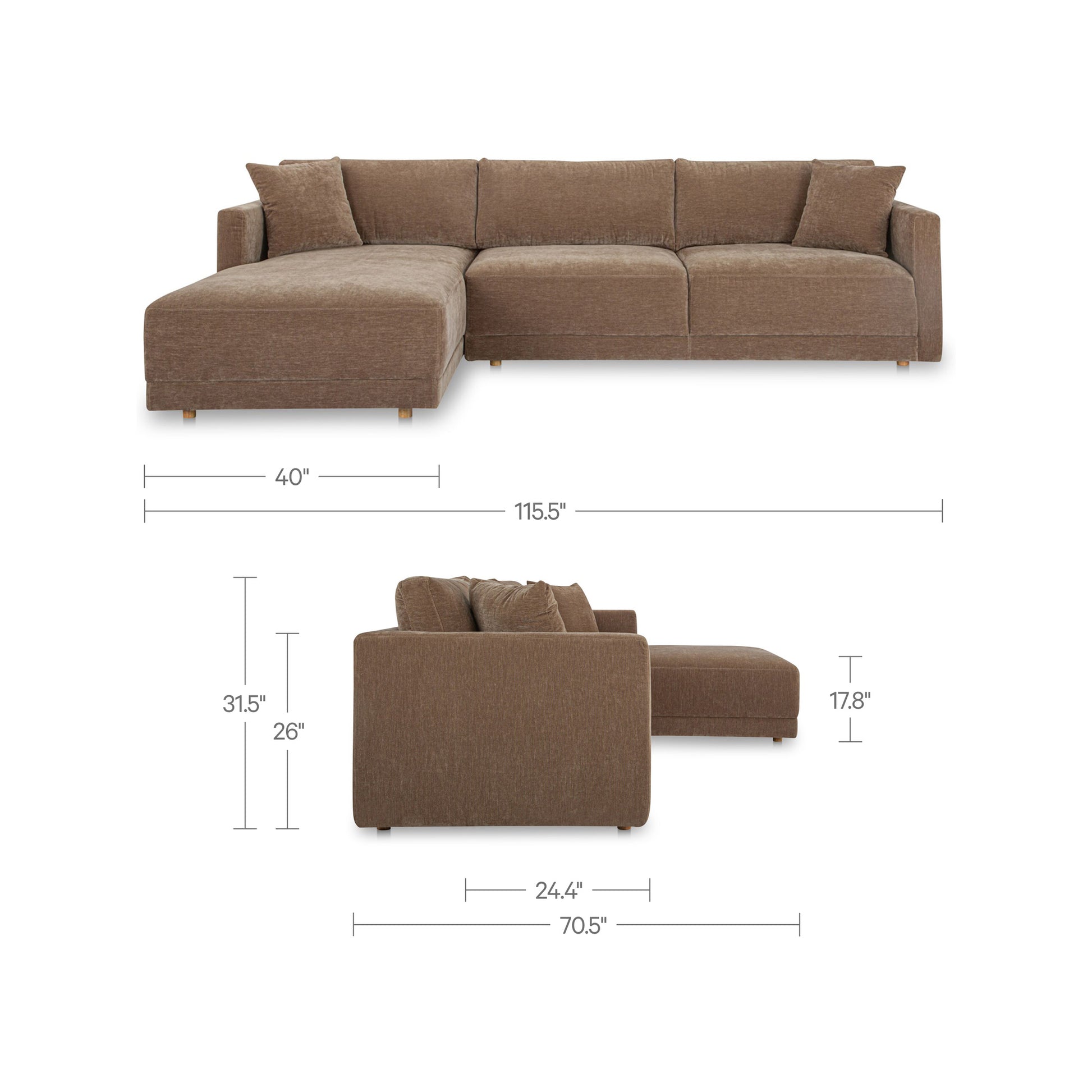 Bryn Sectional Camel Left by Moe's Home Collection - view 7