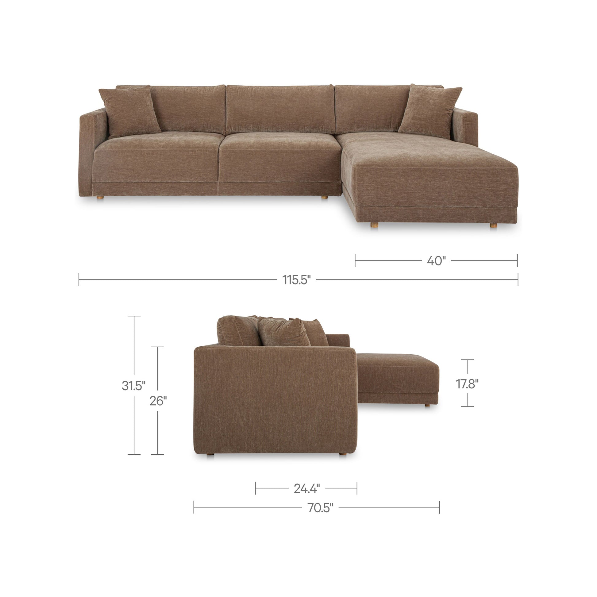 Bryn Sectional Right Camel by Moe's Home Collection - view 7