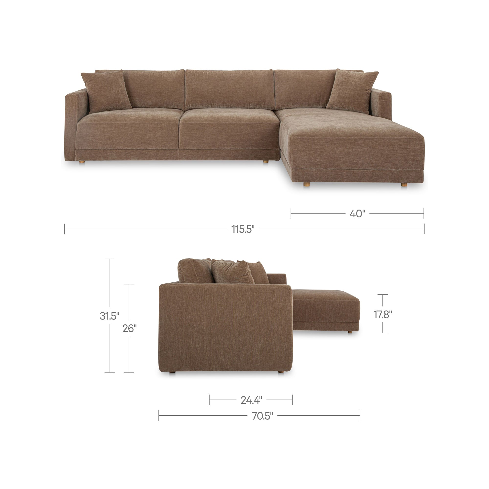 Bryn Sectional Right Camel by Moe's Home Collection - view 7