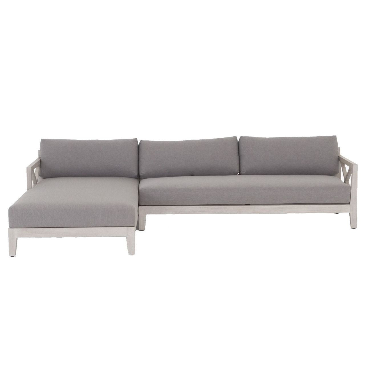 Huntington Grey Teak 2-Piece Outdoor Patio Sectional Sofa -LAF