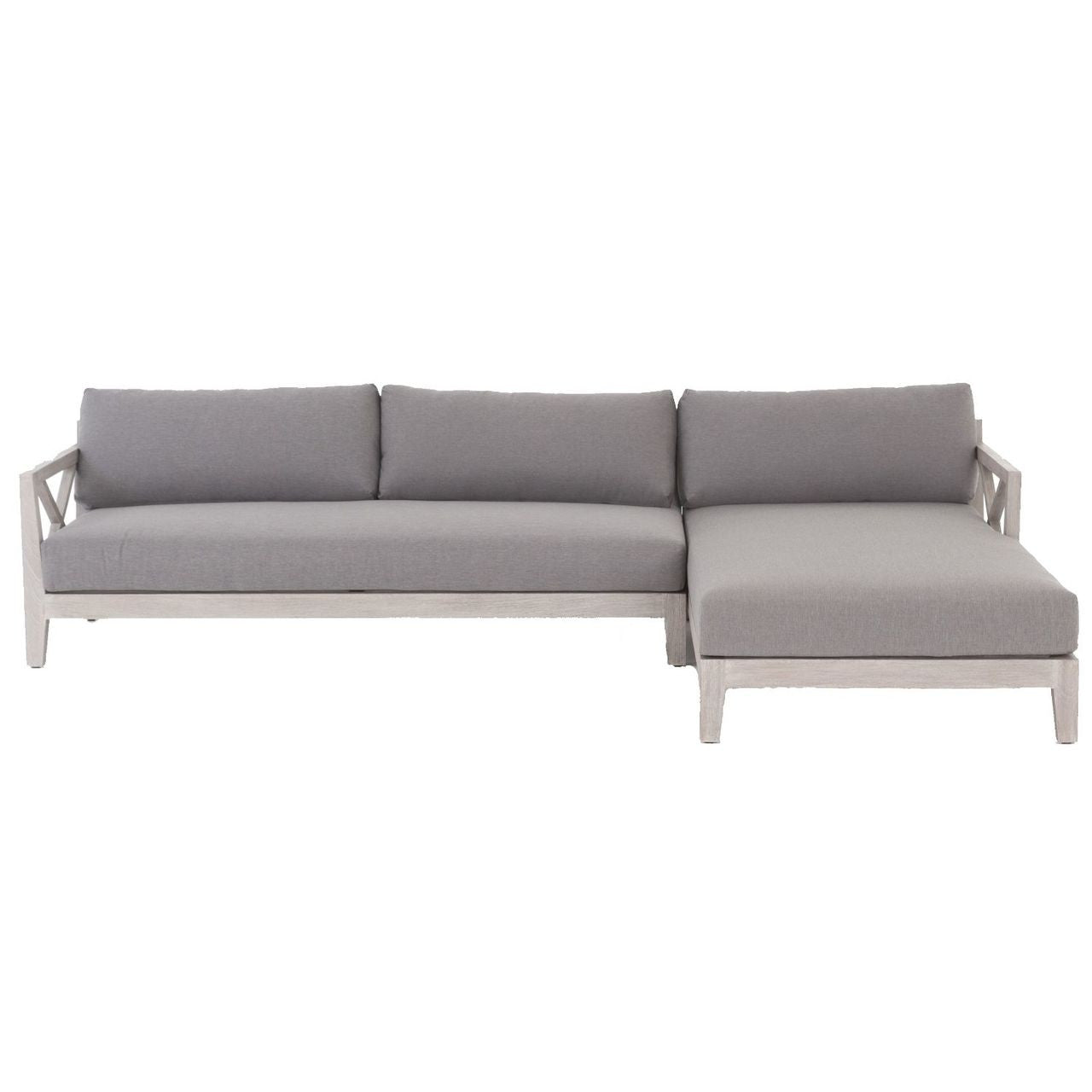 Huntington Grey Teak 2-Piece Outdoor Patio Sectional Sofa-RAF