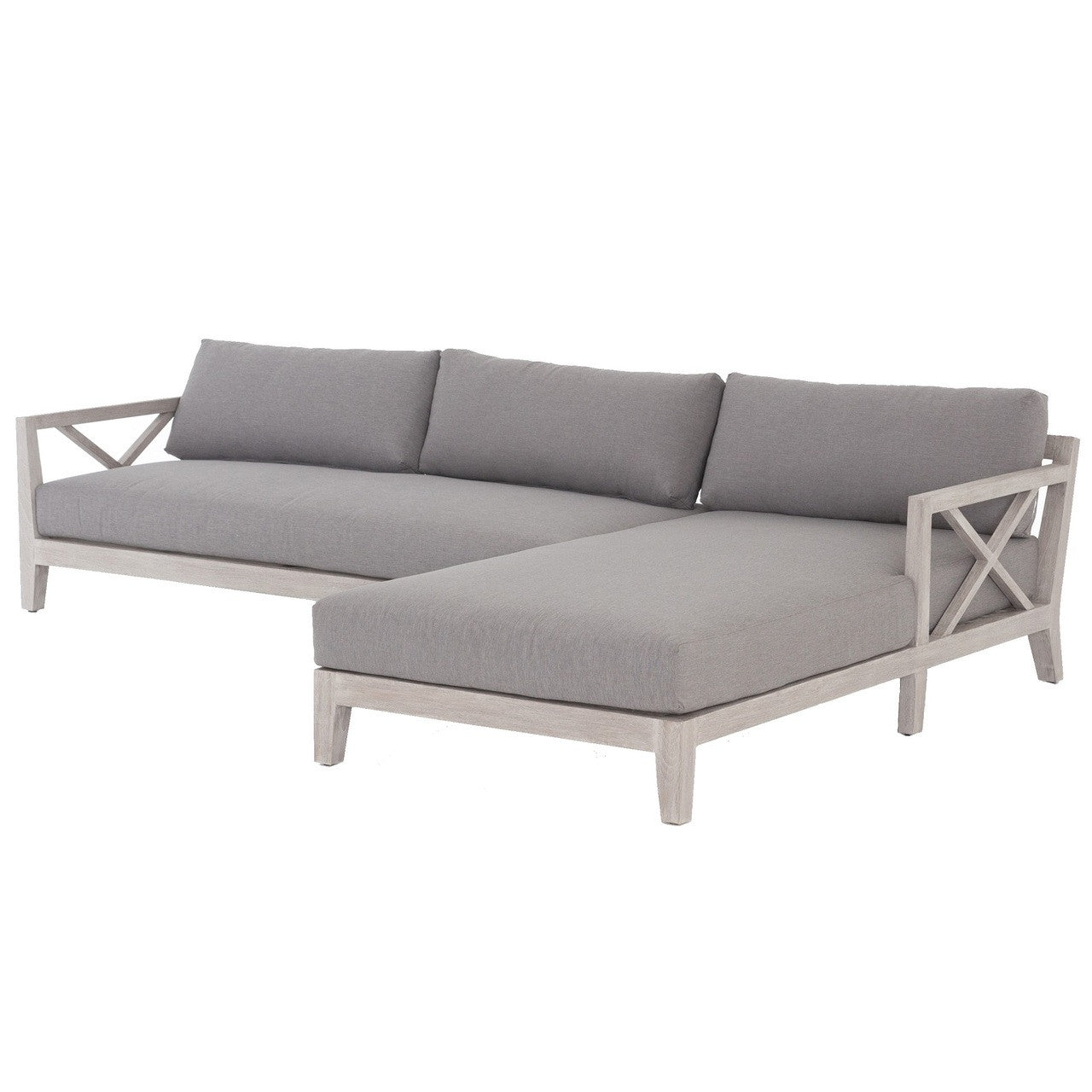 Huntington Grey Teak 2-Piece Outdoor Sectional-RAF