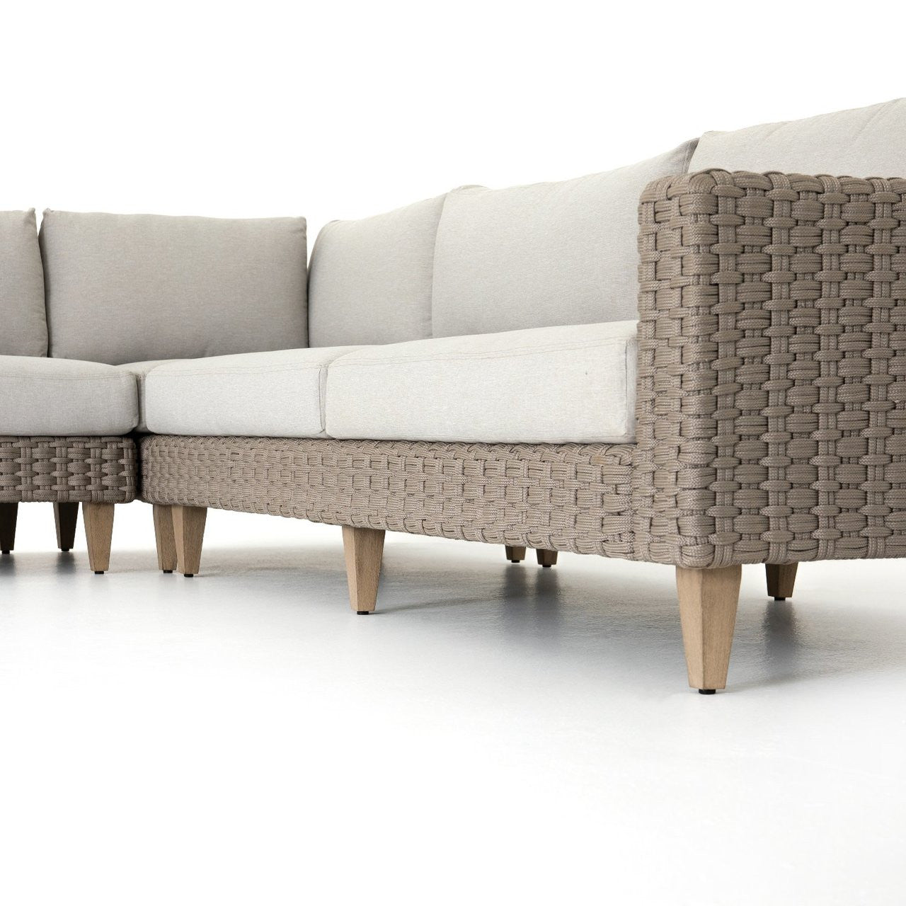 Remi Grey Woven Rope Outdoor 3-Pc Corner Sectional Sofas