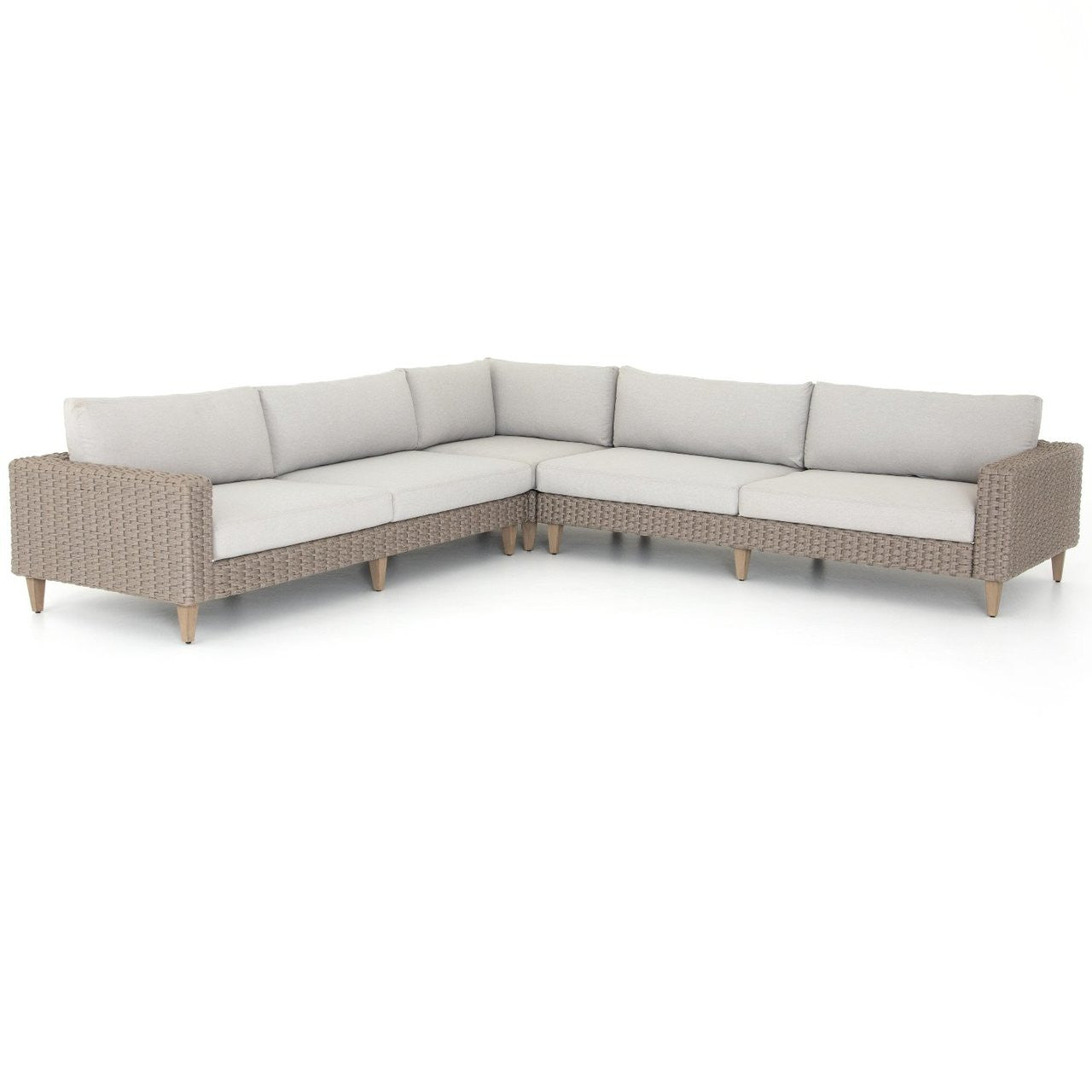 Remi Grey Woven Rope Outdoor 3-Pc Corner Sectional Sofa