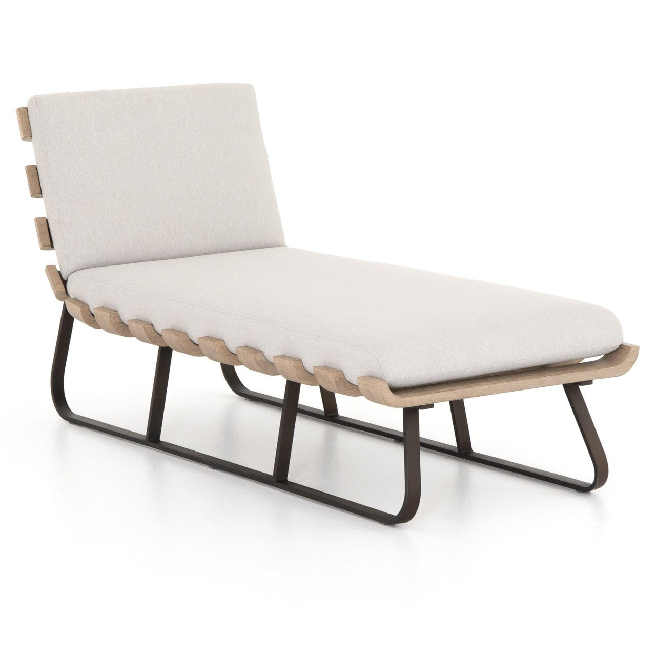 Dimitri Teak Wood Grey Armless Outdoor Chaise Daybed