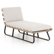 Dimitri Teak Wood Grey Armless Outdoor Chaise Daybed