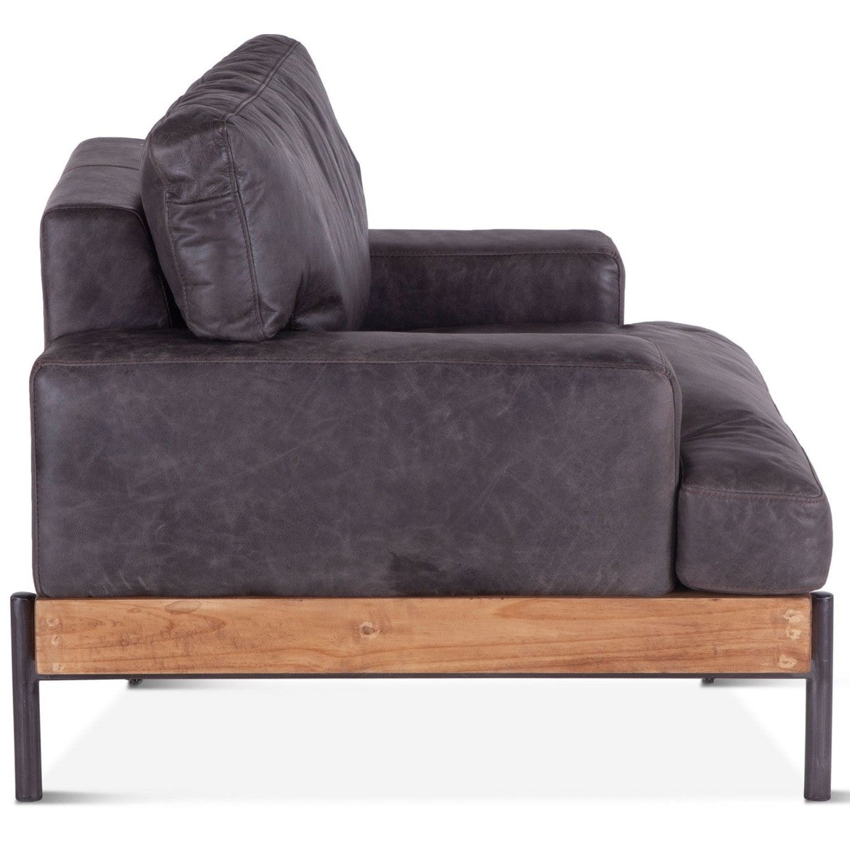 Loft Retro Industrial Black Leather Club Chair 41"