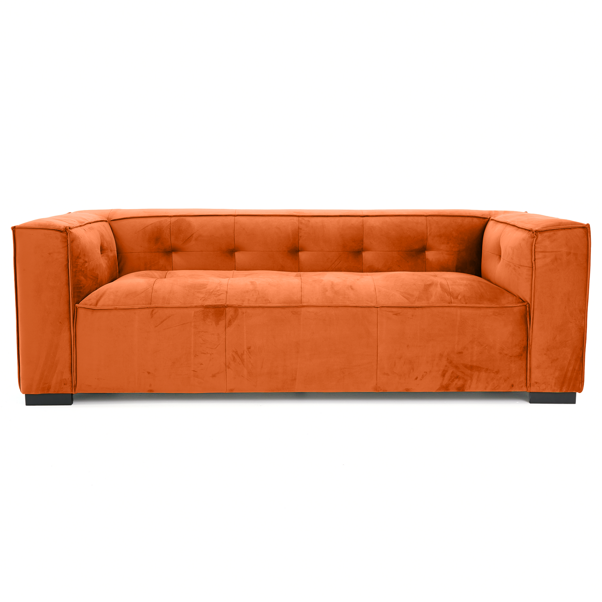 Johnston Modern Velvet Upholstered Sofa with Wide Square Arms and Biscuit Tufting
