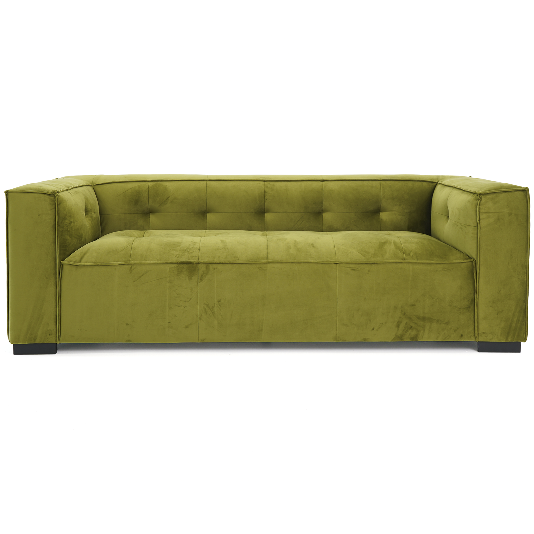 Johnston Modern Velvet Upholstered Sofa with Wide Square Arms and Biscuit Tufting