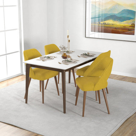 Juliana Mid Century Modern Yellow Fabric Dining Chair (Set Of 2) - 20"