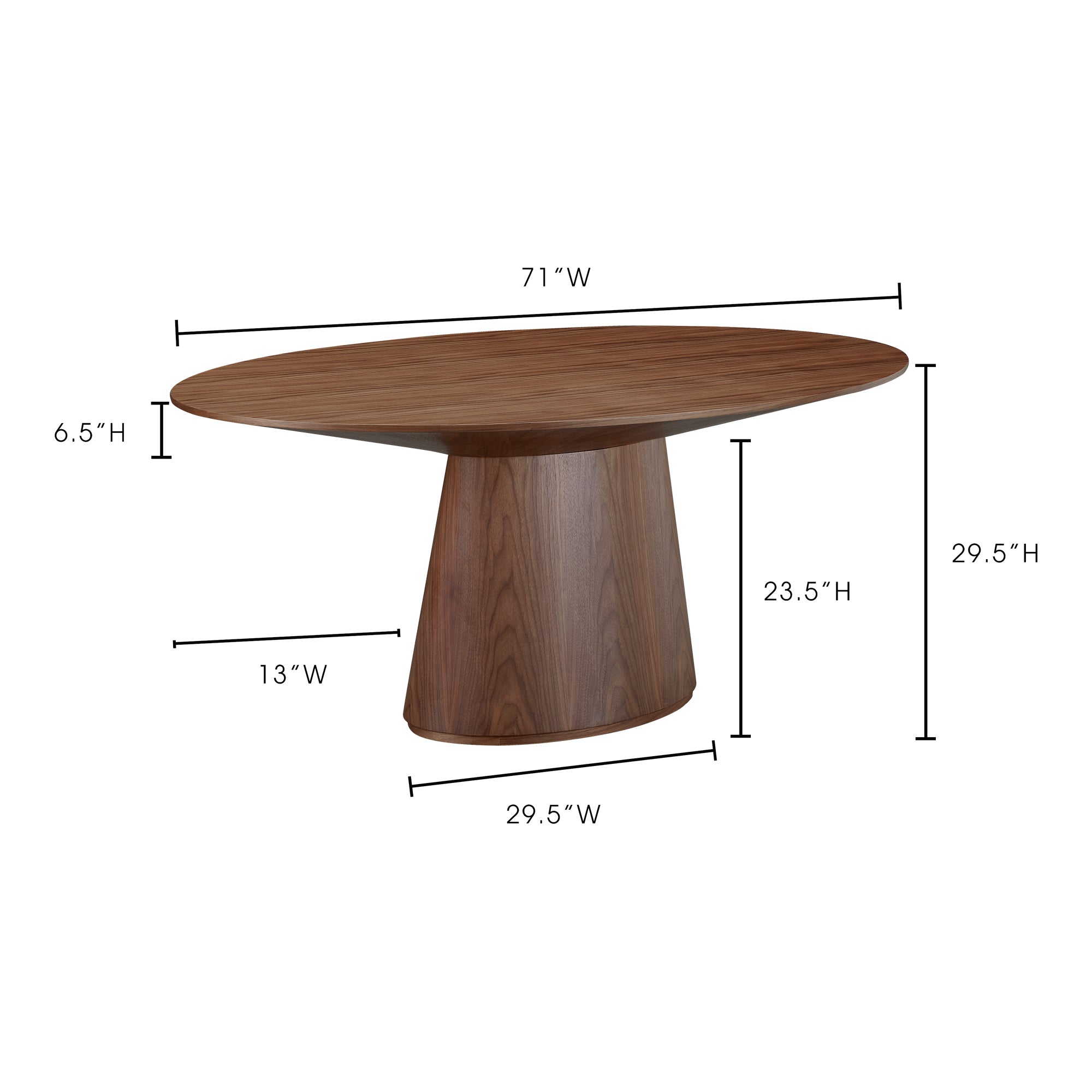 Otago Oval Dining Table Walnut Brown by Moe's Home Collection - view 3