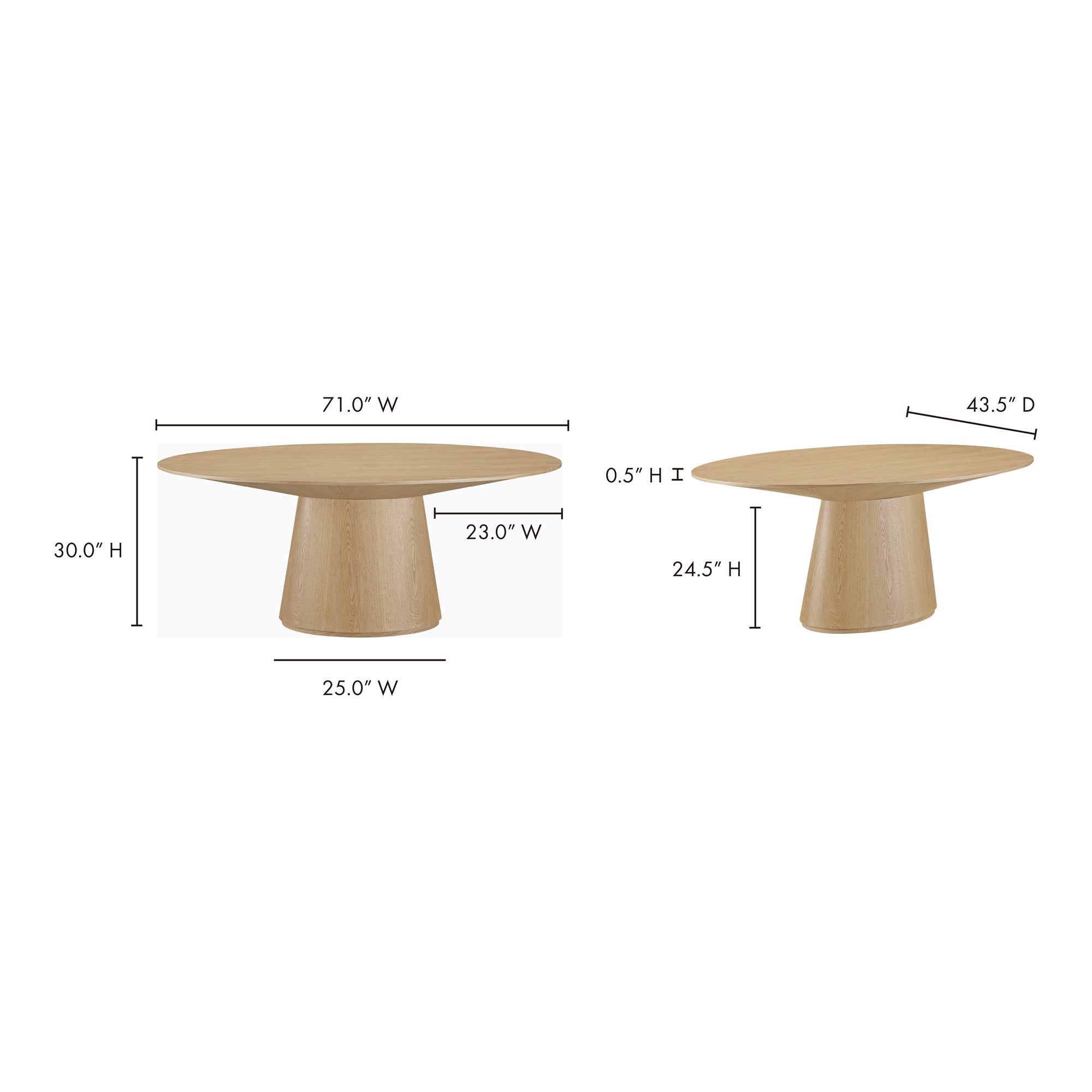 Otago Oval Dining Table Natural Oak by Moe's Home Collection - view 5