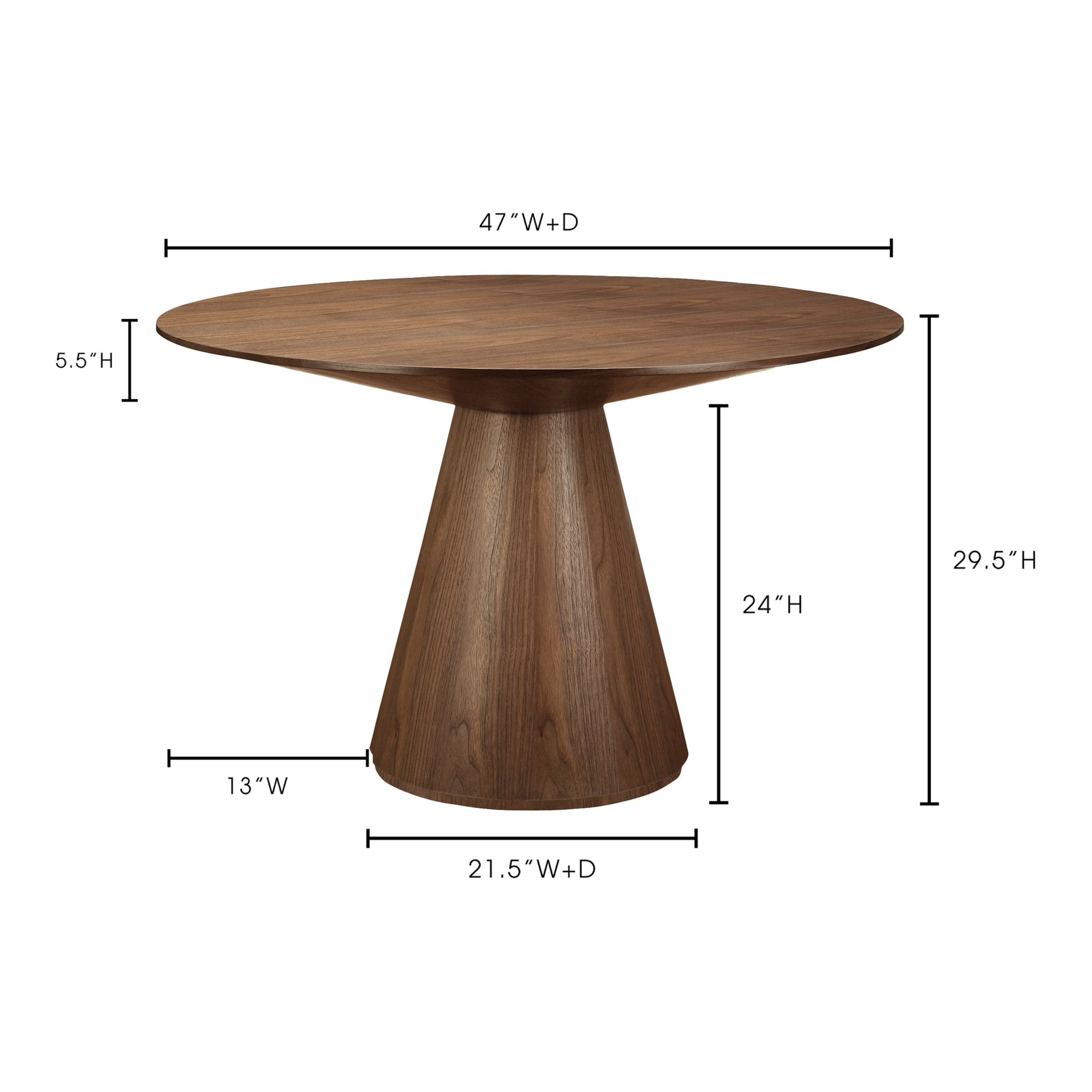Otago 47In Round Dining Table Walnut by Moe's Home Collection - view 4