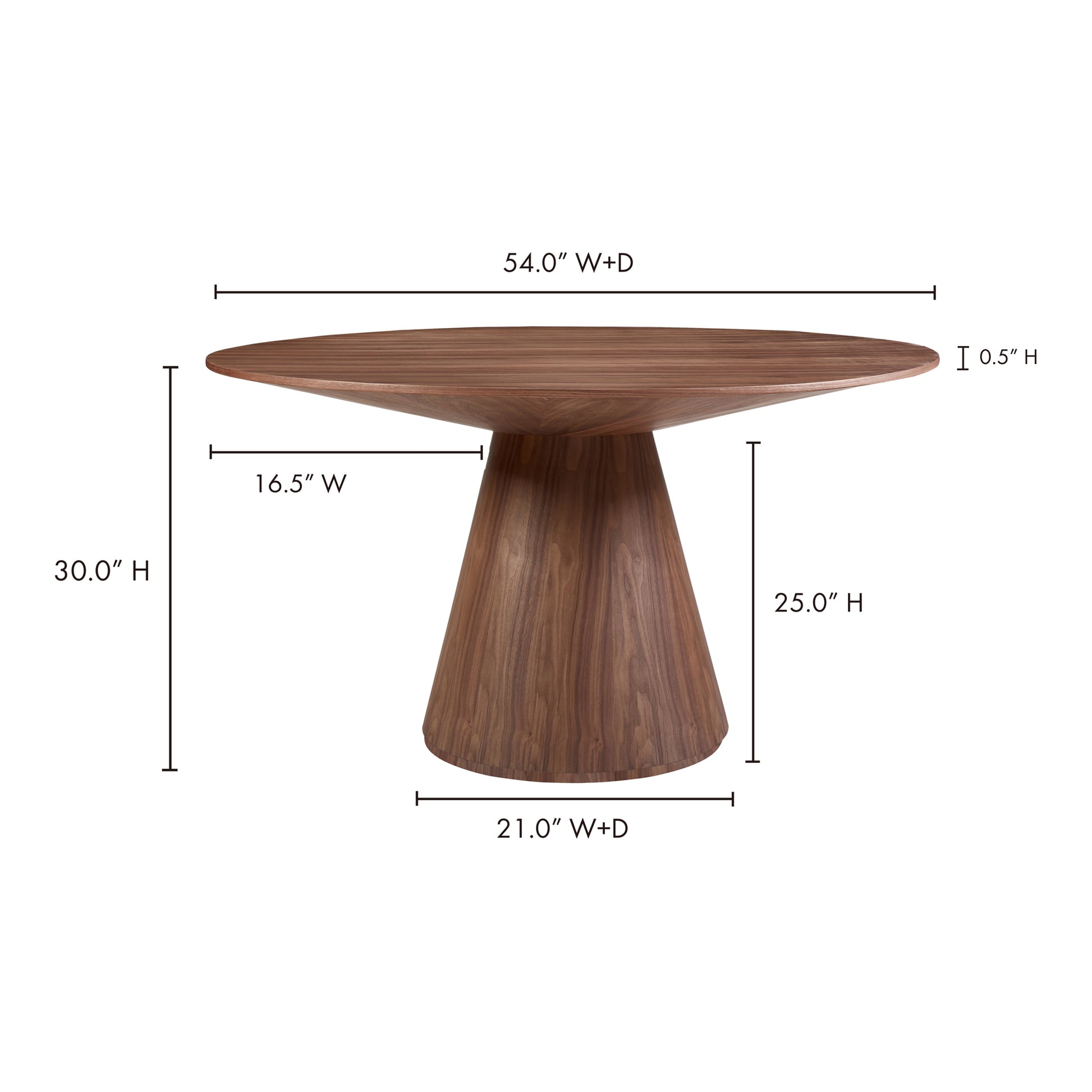 Otago Round 54In Dining Table Walnut Brown by Moe's Home Collection - view 5