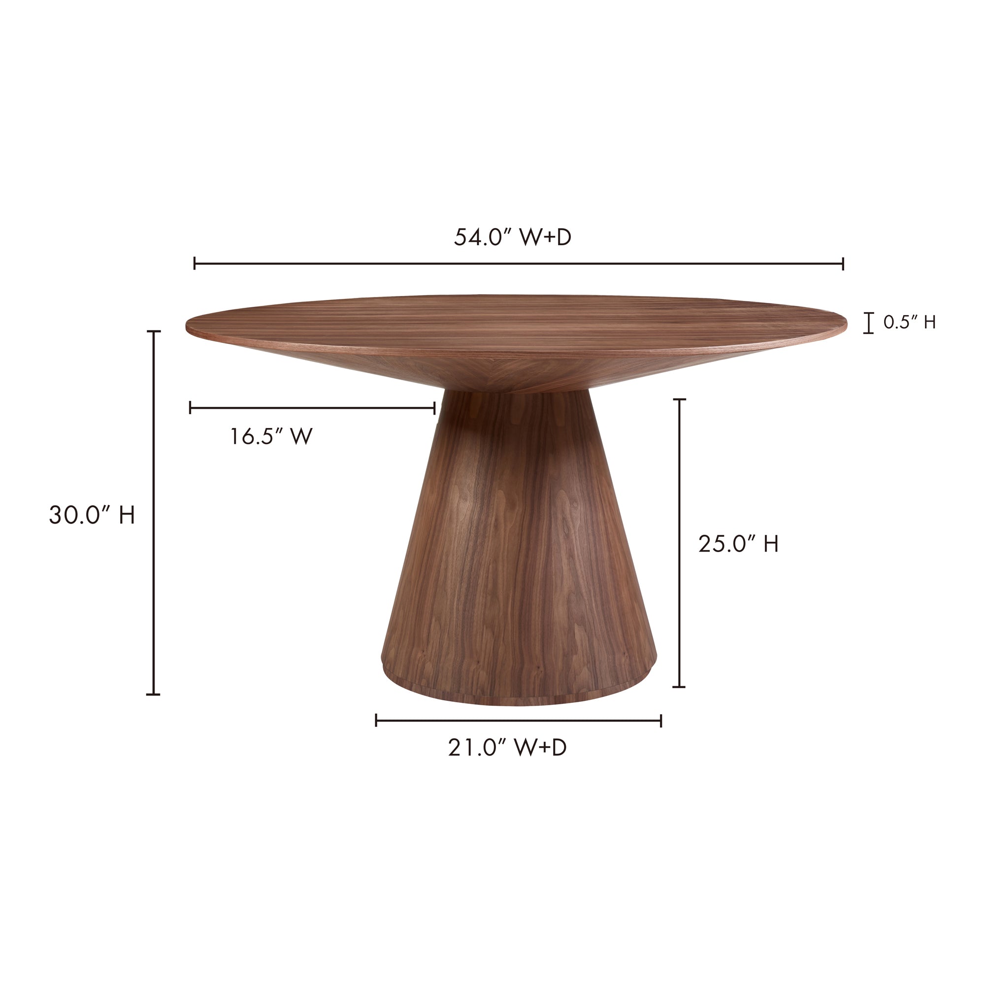 Otago Round 54In Dining Table Walnut Brown by Moe's Home Collection - view 5