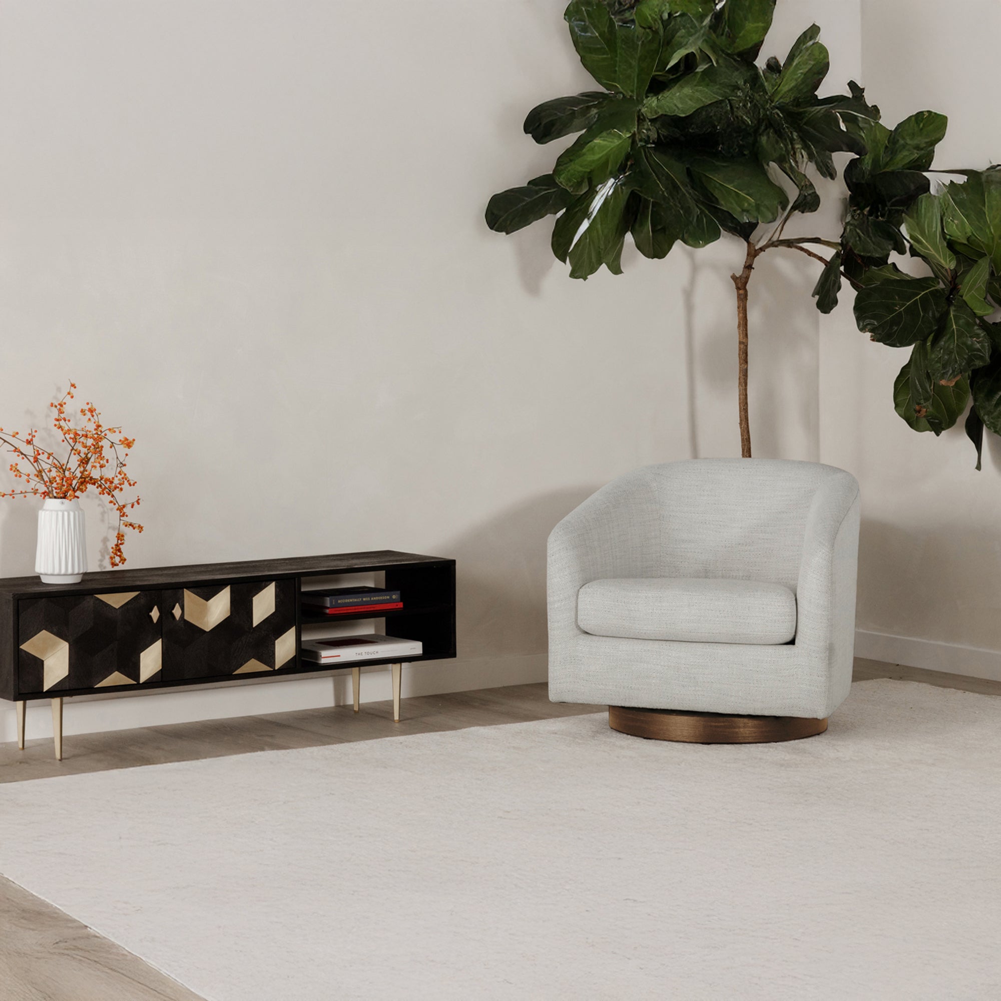 Oscy Swivel Chair Splashed White by Moe's Home Collection - view 3