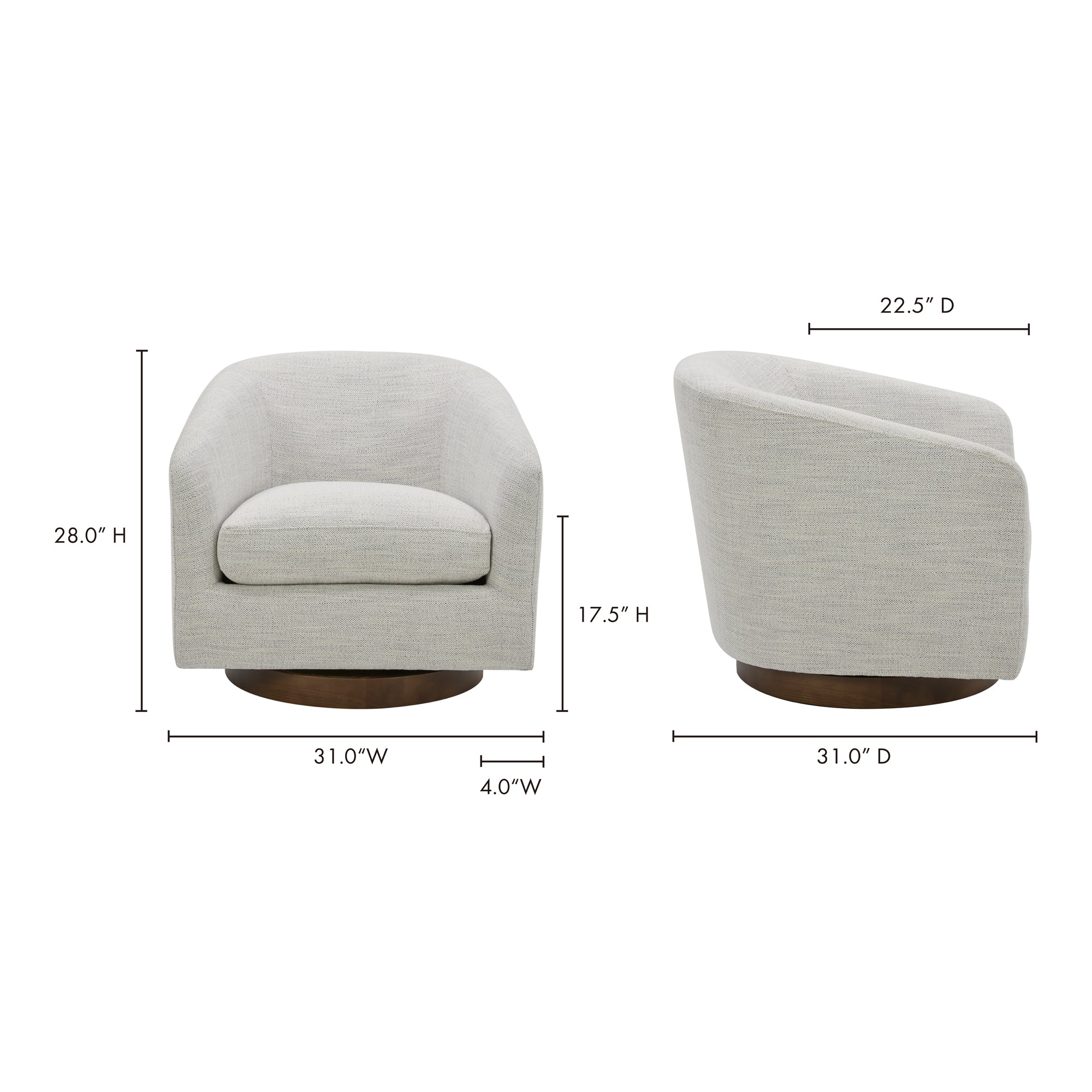 Oscy Swivel Chair Splashed White by Moe's Home Collection - view 4