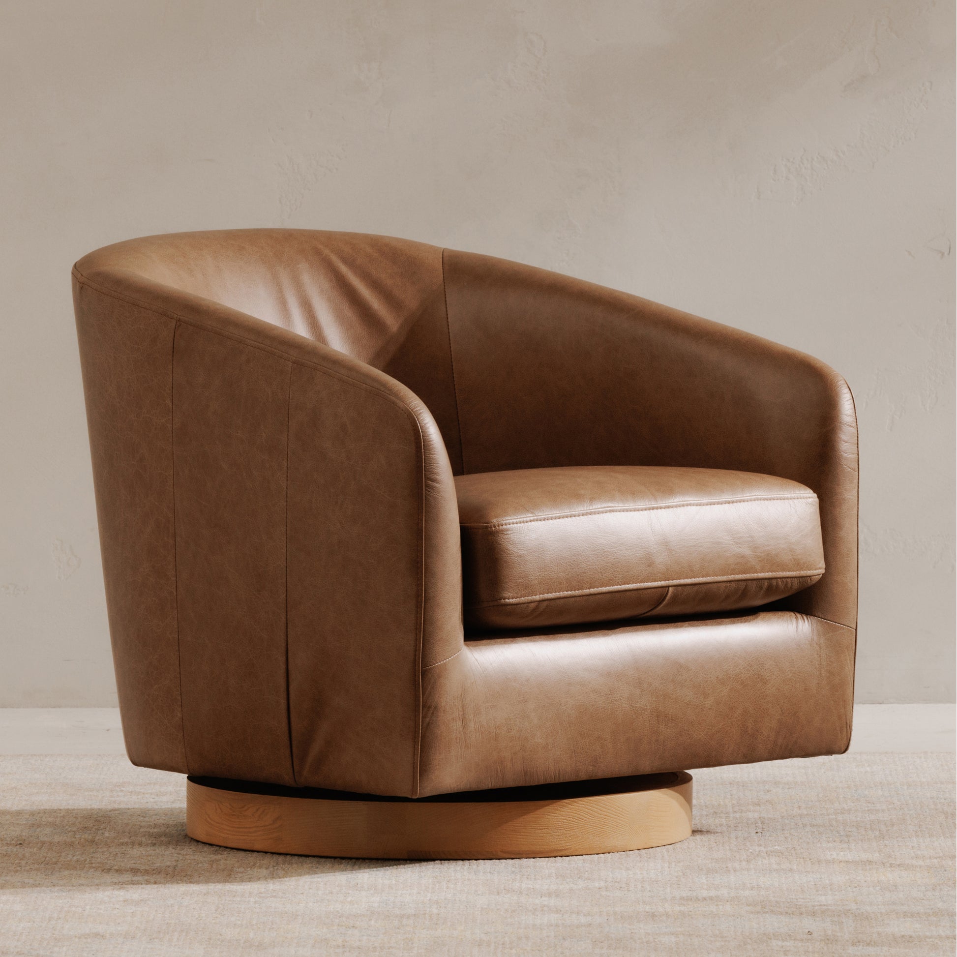 Oscy Leather Swivel Chair Tan by Moe's Home Collection - view 2
