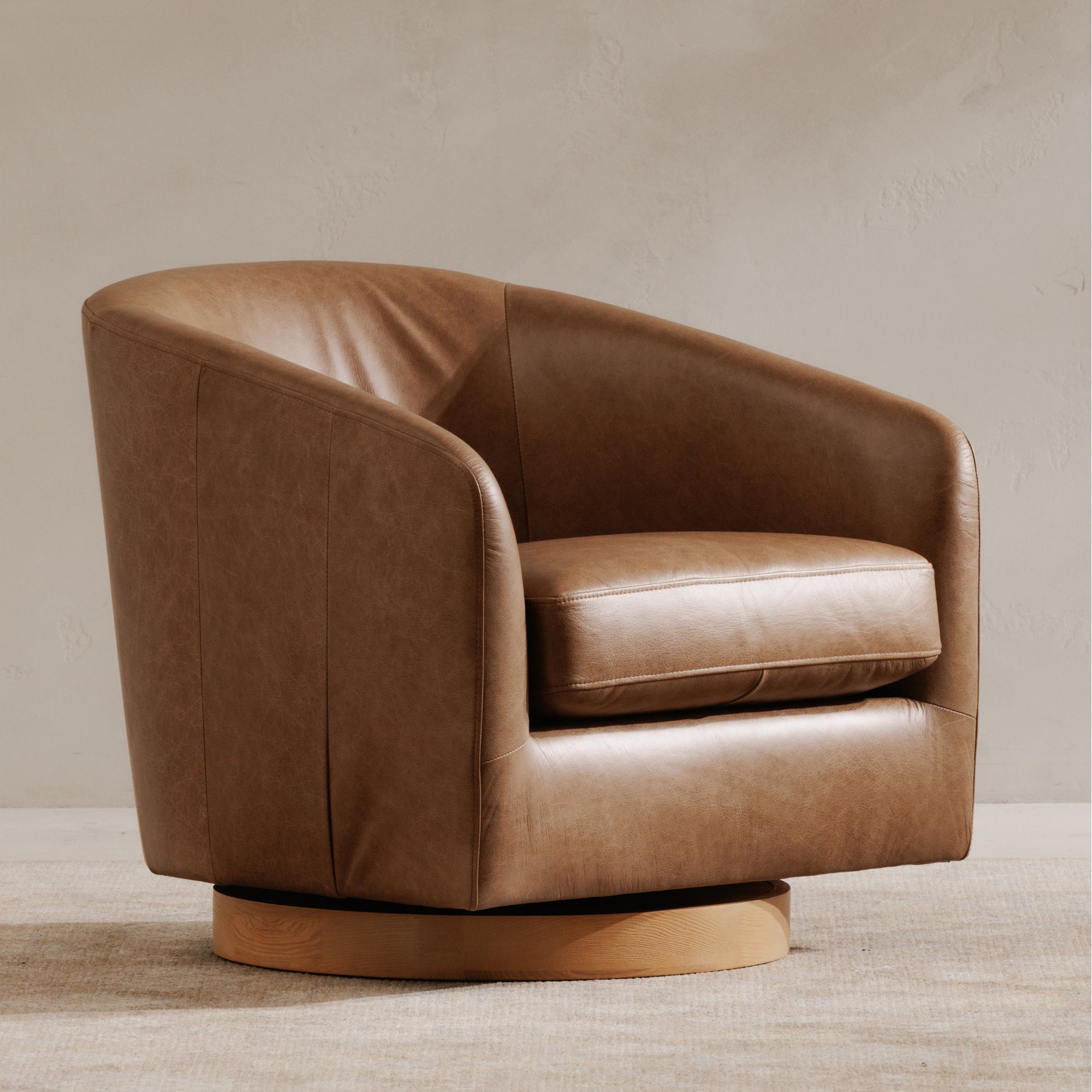 Oscy Leather Swivel Chair Tan by Moe's Home Collection - view 2