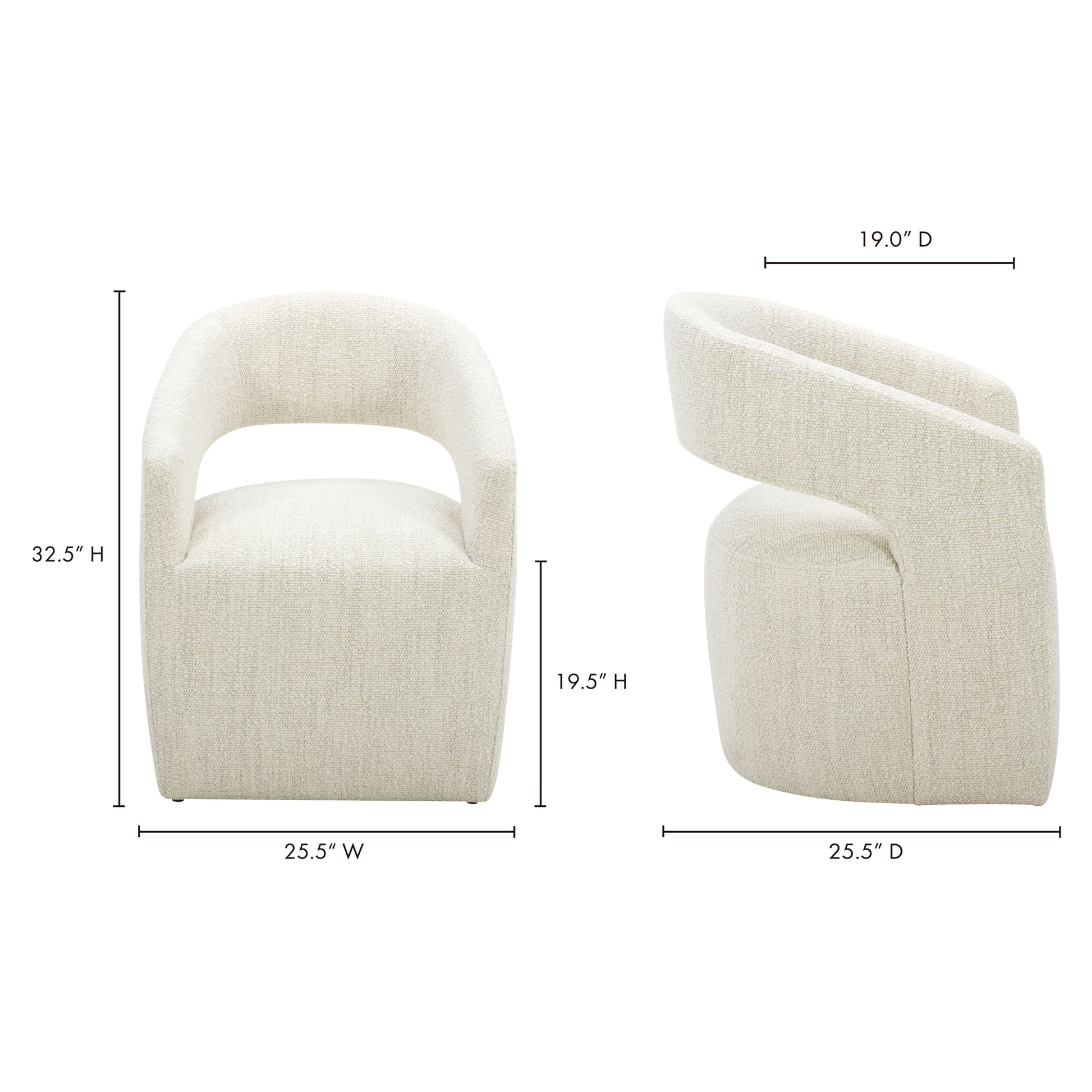 Barrow Rolling Dining Chair White Mist by Moe's Home Collection - view 5