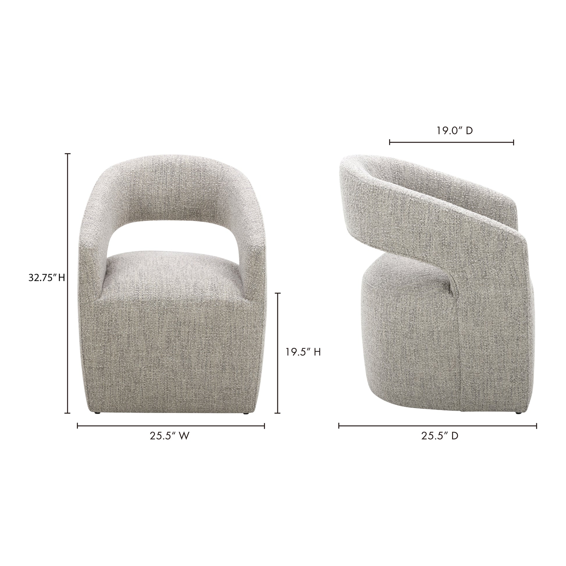 Barrow Rolling Dining Chair Grey Storm by Moe's Home Collection - view 5