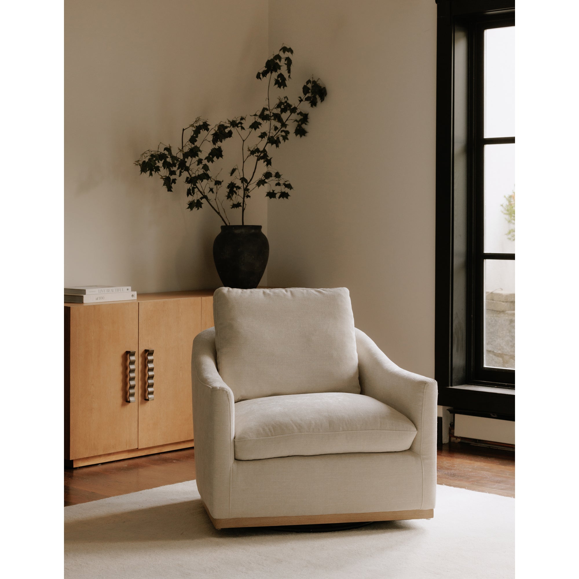 Linden Swivel Chair Soft Beige by Moe's Home Collection - view 2