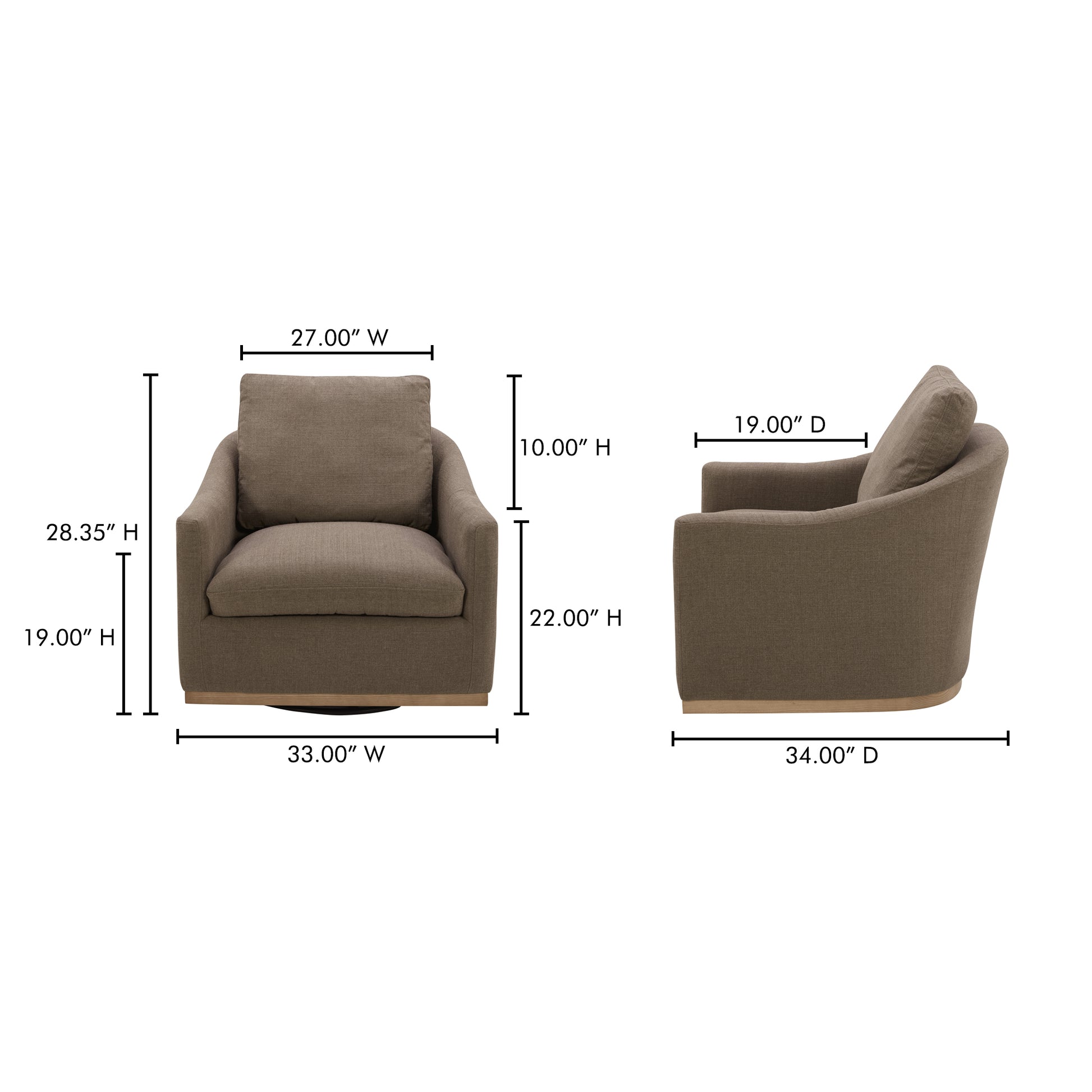 Linden Swivel Chair Soft Taupe by Moe's Home Collection - view 3