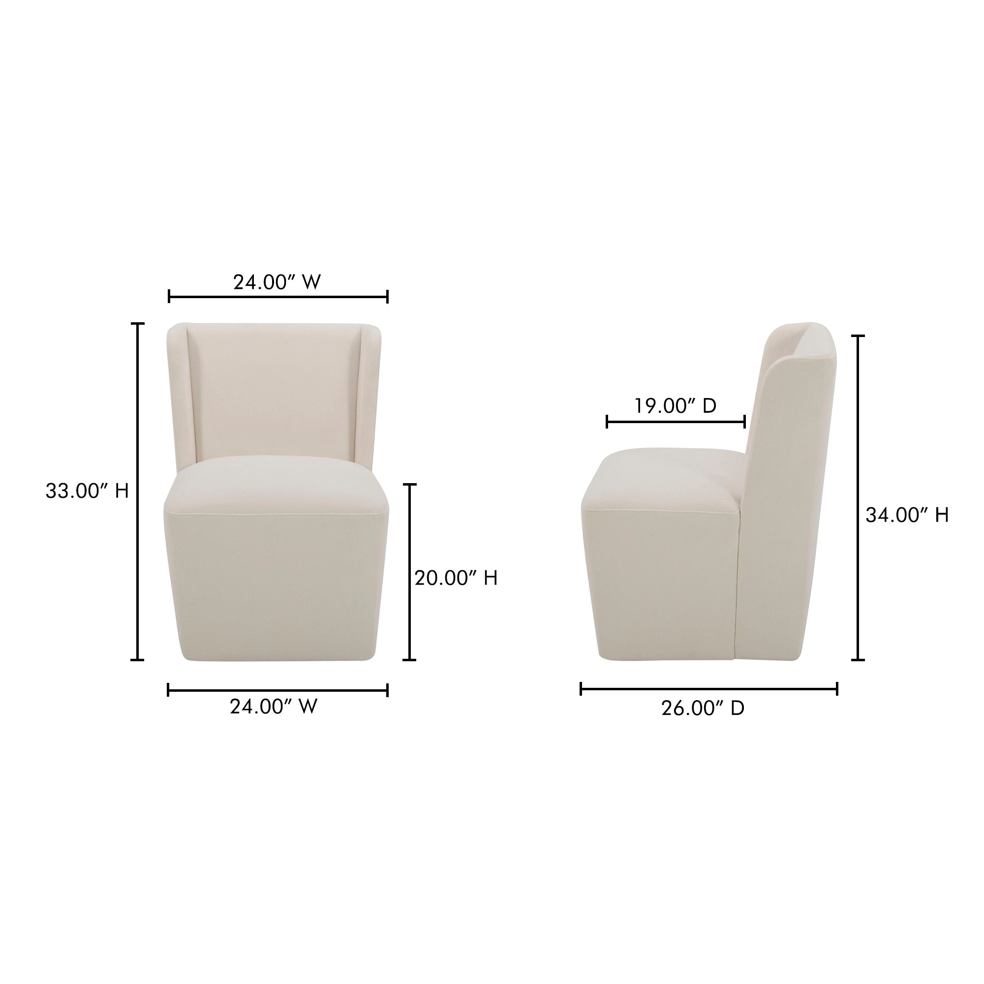 Cormac Rolling Dining Chair Cream by Moe's Home Collection - view 7