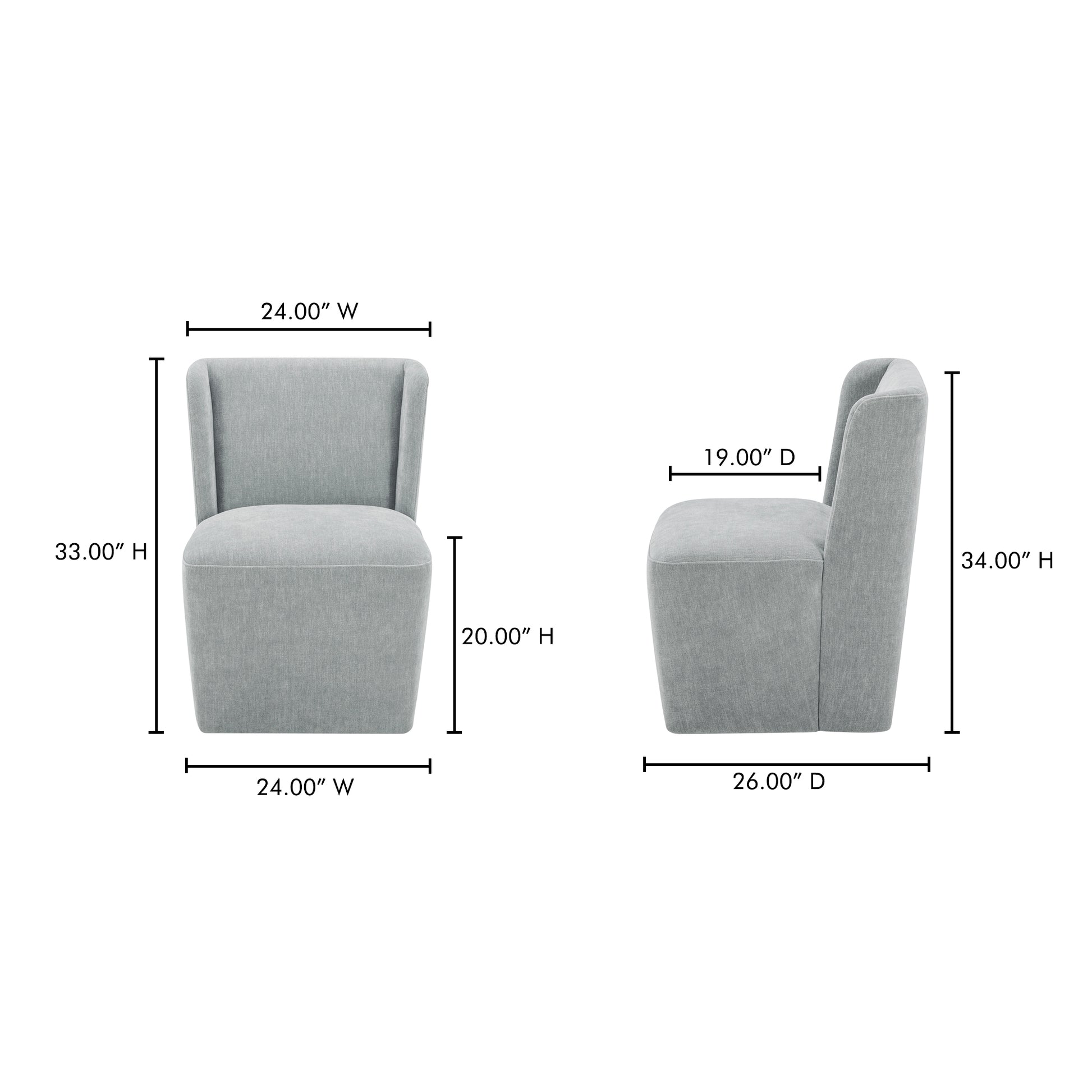 Cormac Rolling Dining Chair Slate Green by Moe's Home Collection - view 7