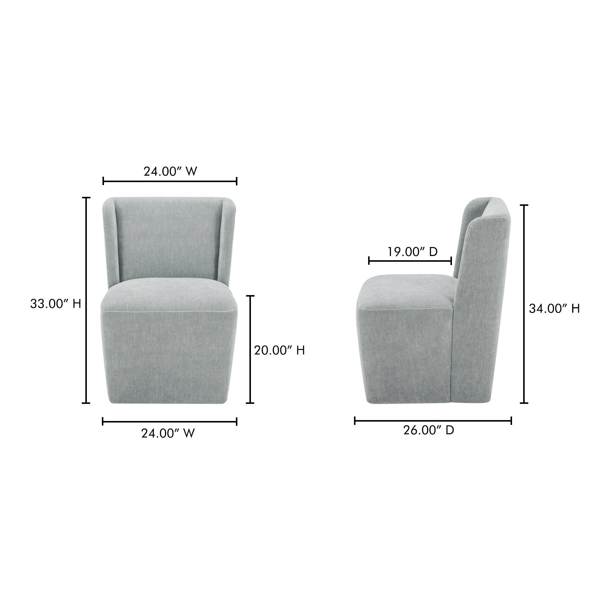Cormac Rolling Dining Chair Slate Green by Moe's Home Collection - view 7