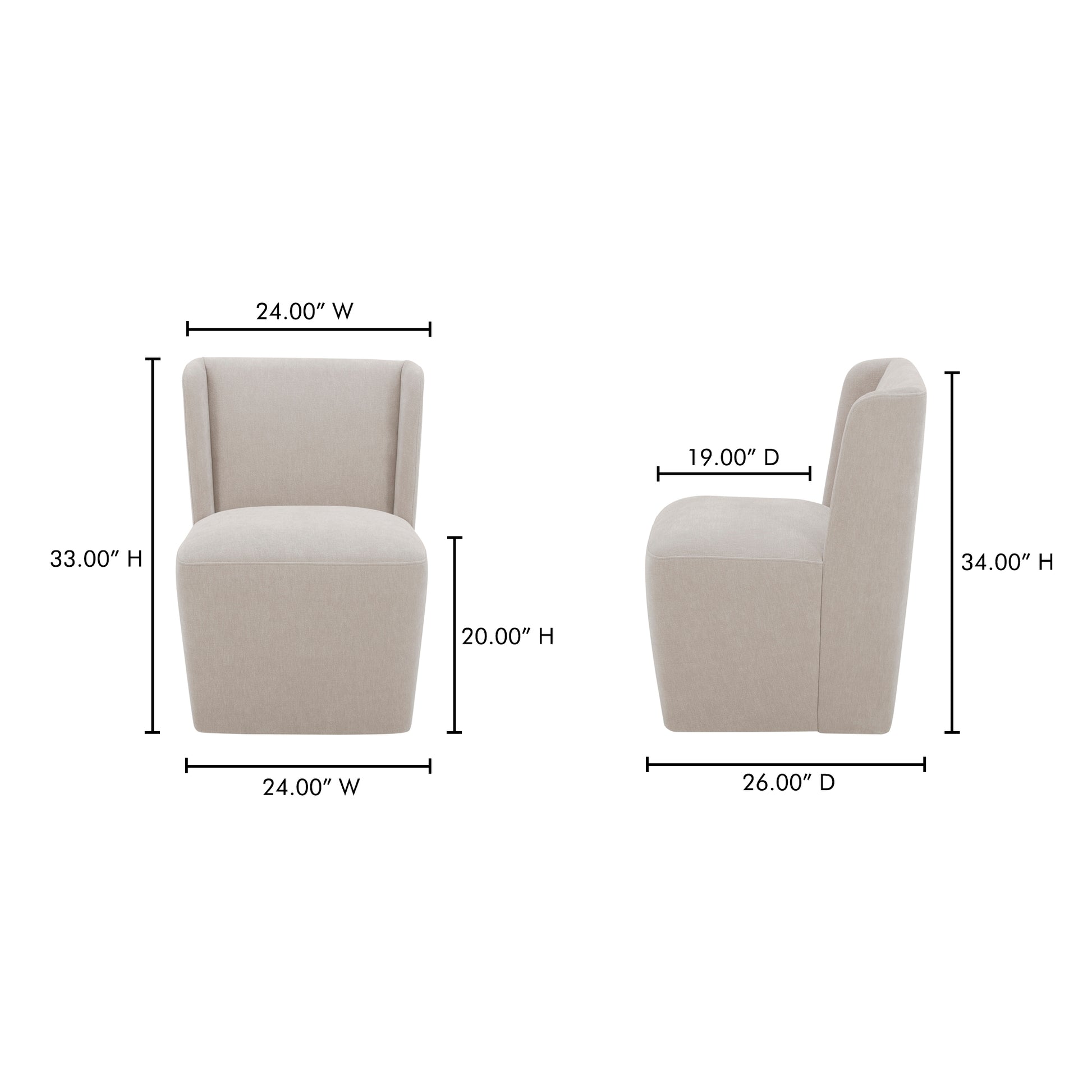 Cormac Rolling Dining Chair Warm Sand by Moe's Home Collection - view 7