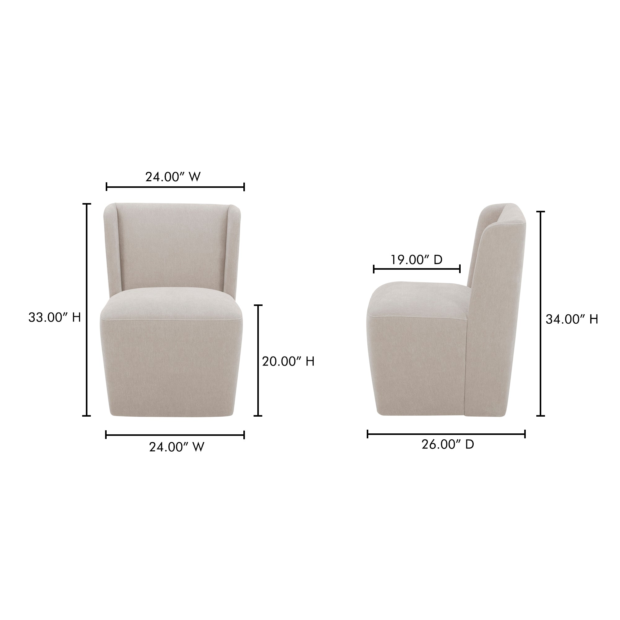 Cormac Rolling Dining Chair Warm Sand by Moe's Home Collection - view 7