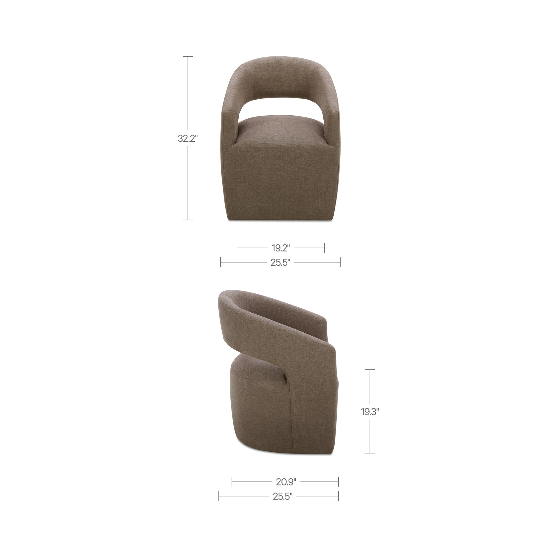 Barrow Rolling Dining Chair Soft Taupe by Moe's Home Collection - view 3