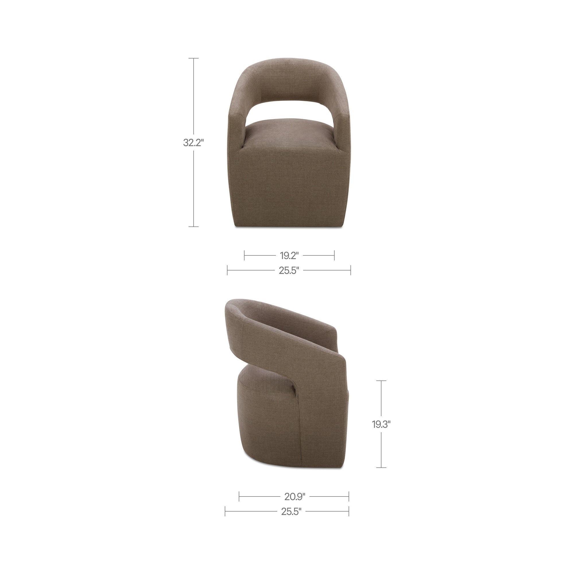 Barrow Rolling Dining Chair Soft Taupe by Moe's Home Collection - view 3