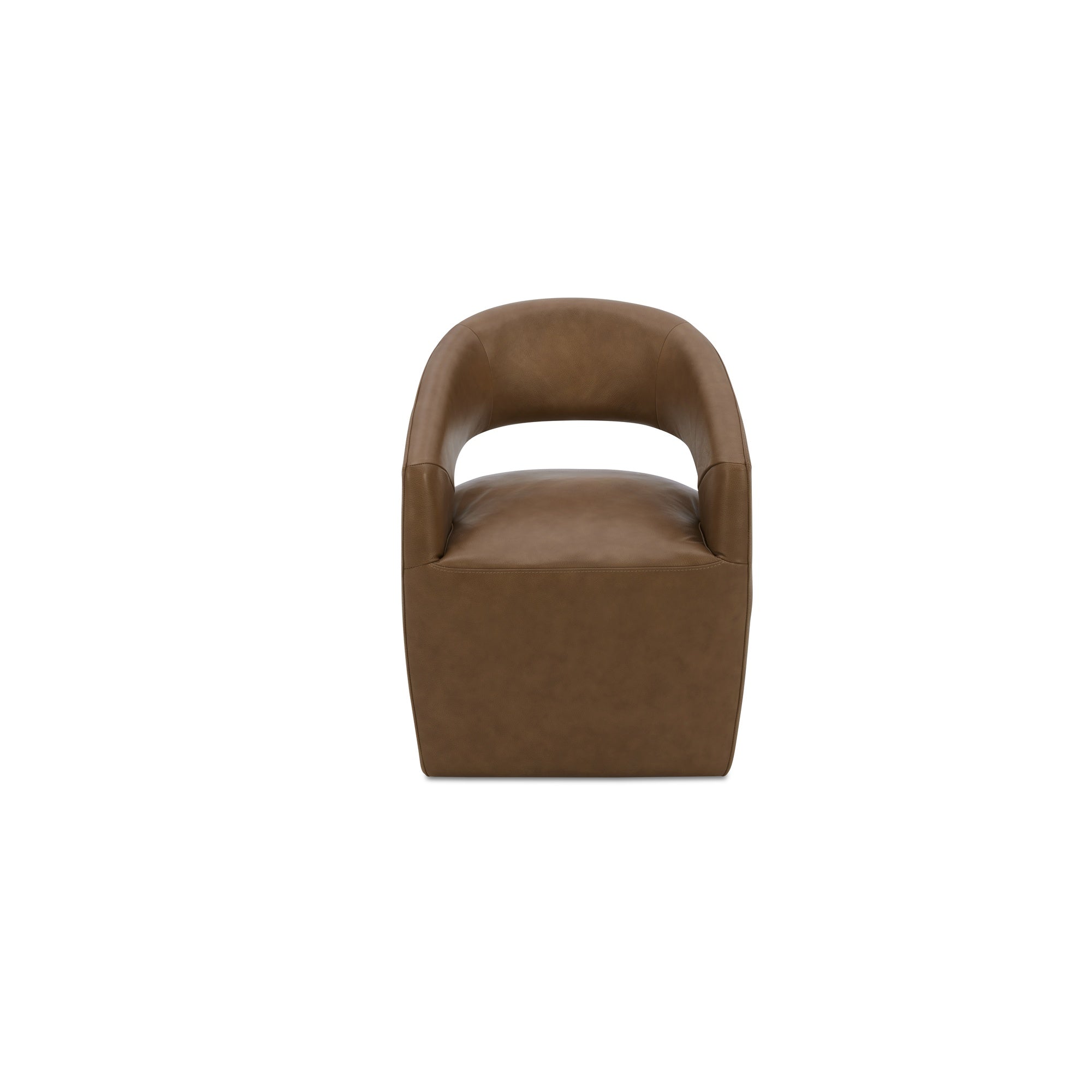 Barrow Rolling Dining Chair Tan Leather by Moe's Home Collection