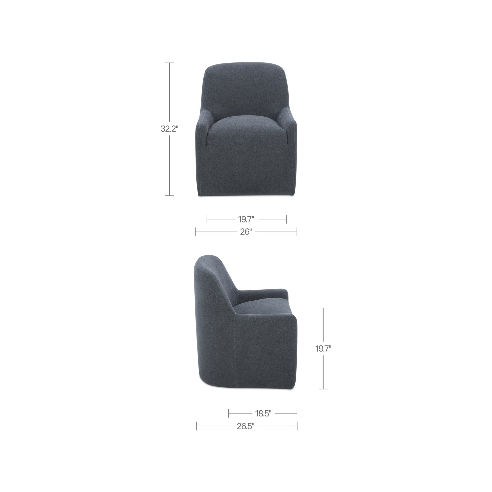 Maisie Rolling Dining Chair Slate Blue by Moe's Home Collection - view 3