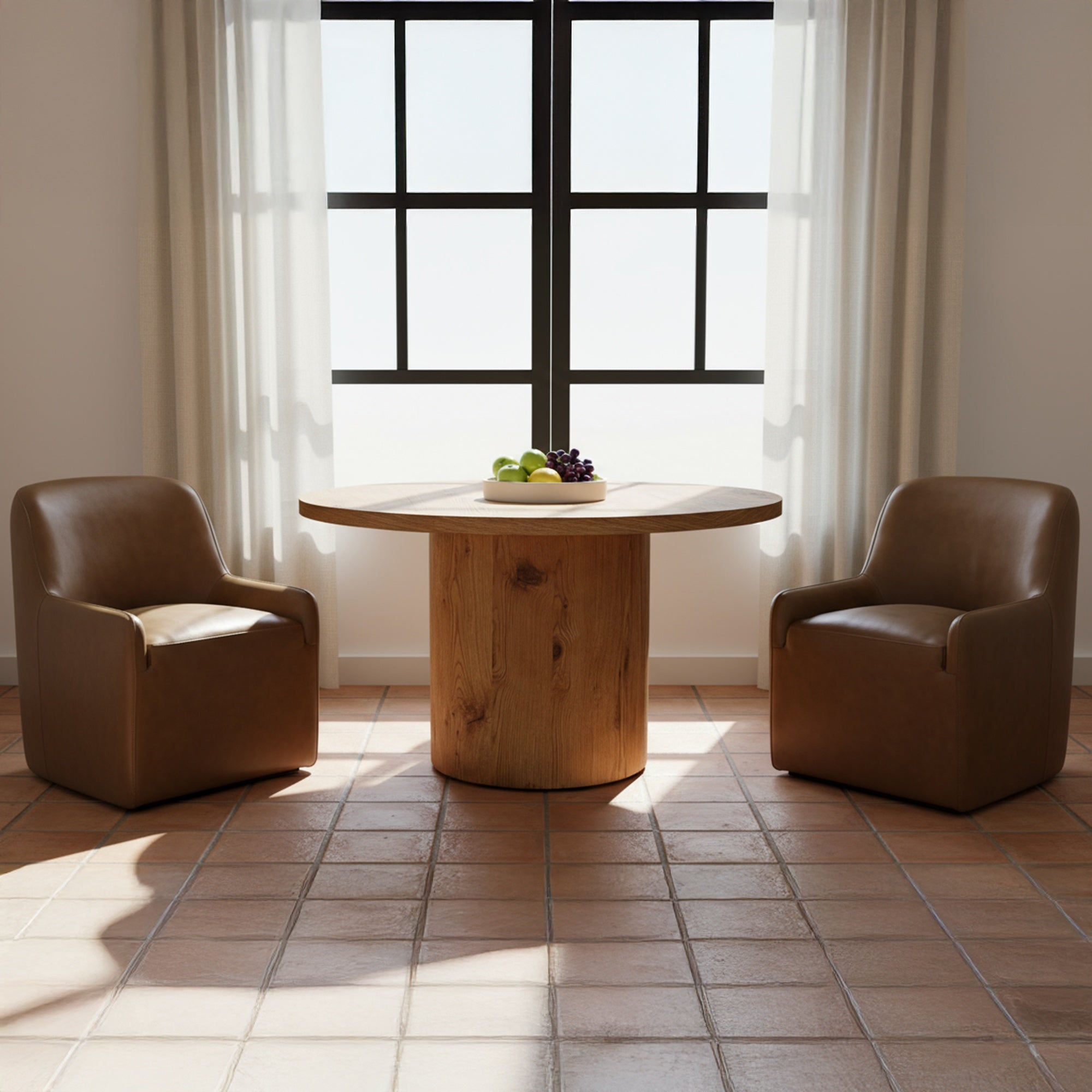 Maisie Rolling Dining Chair Tan Leather by Moe's Home Collection - view 2