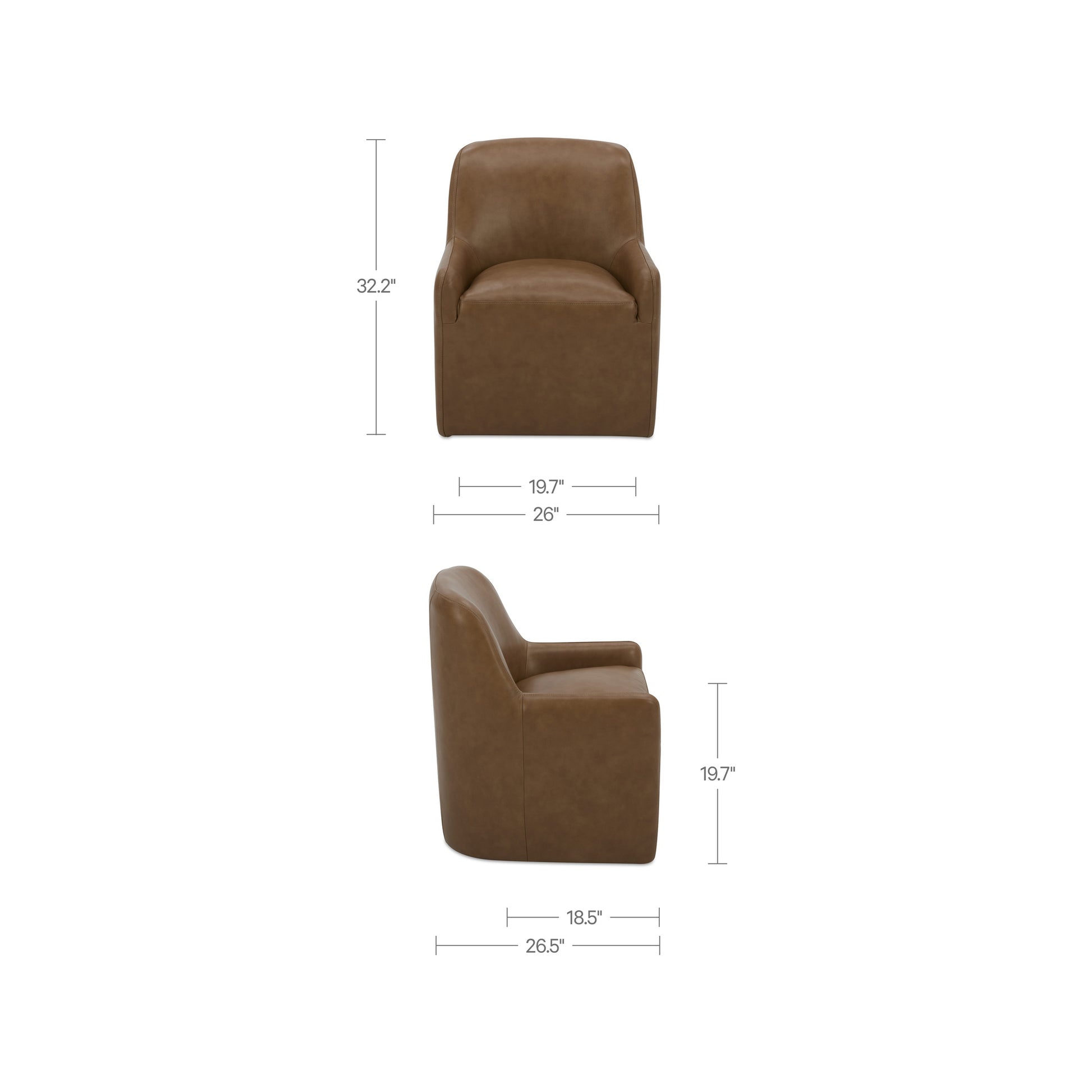 Maisie Rolling Dining Chair Tan Leather by Moe's Home Collection - view 3