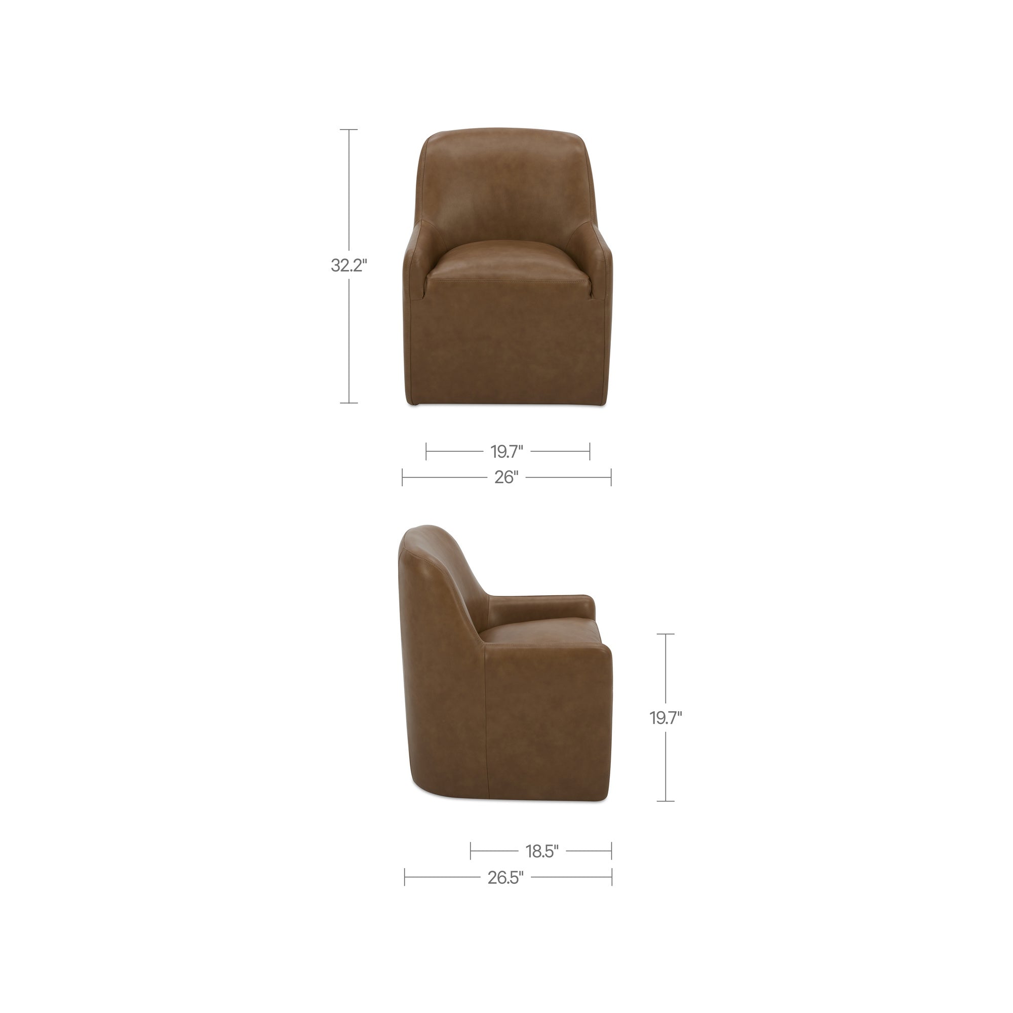 Maisie Rolling Dining Chair Tan Leather by Moe's Home Collection - view 3