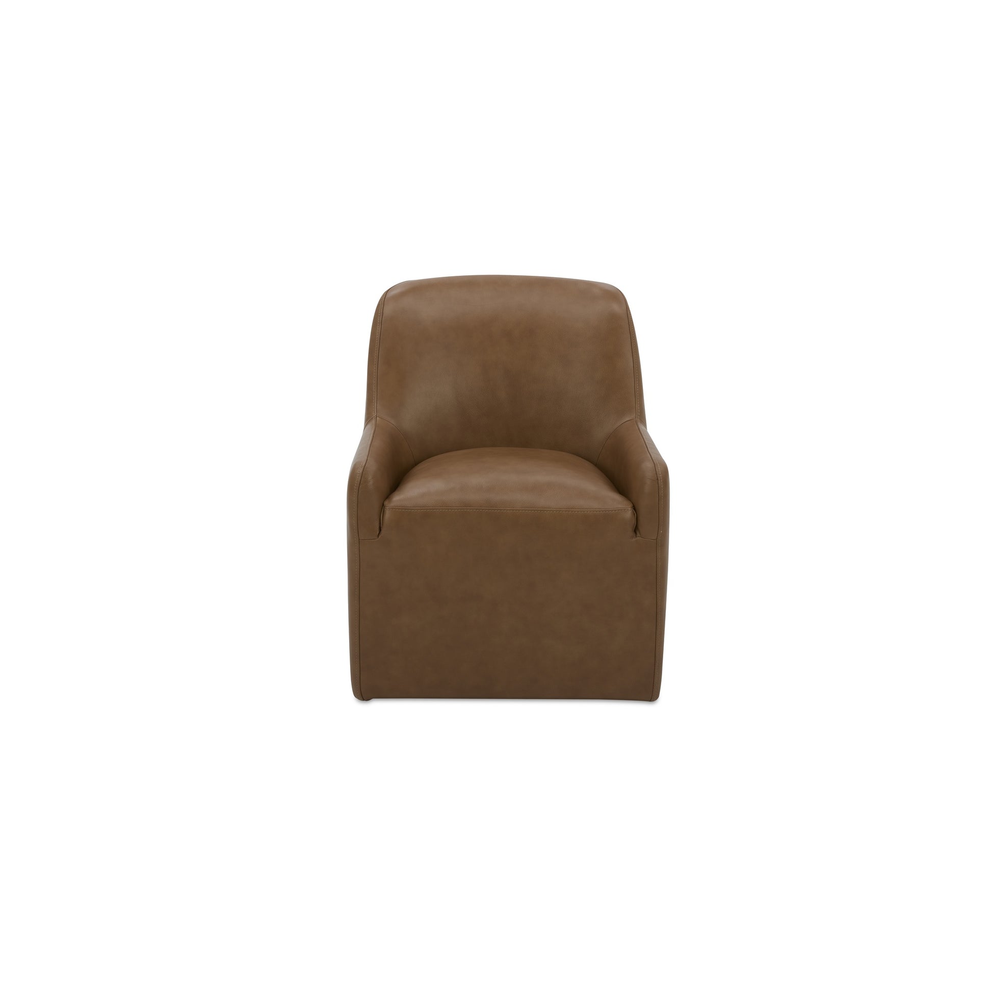 Maisie Rolling Dining Chair Tan Leather by Moe's Home Collection