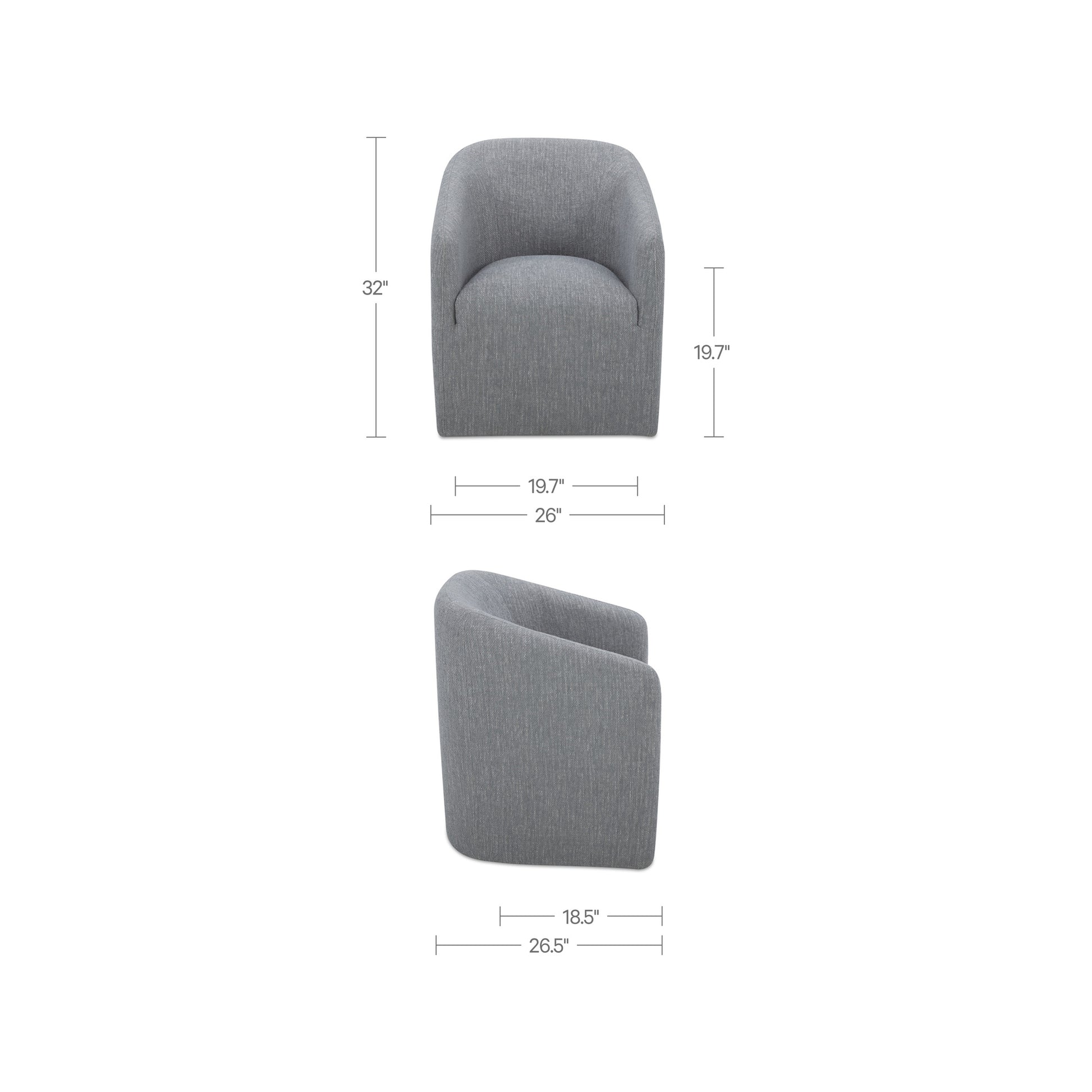 Sandy Rolling Dining Chair Grey by Moe's Home Collection - view 3