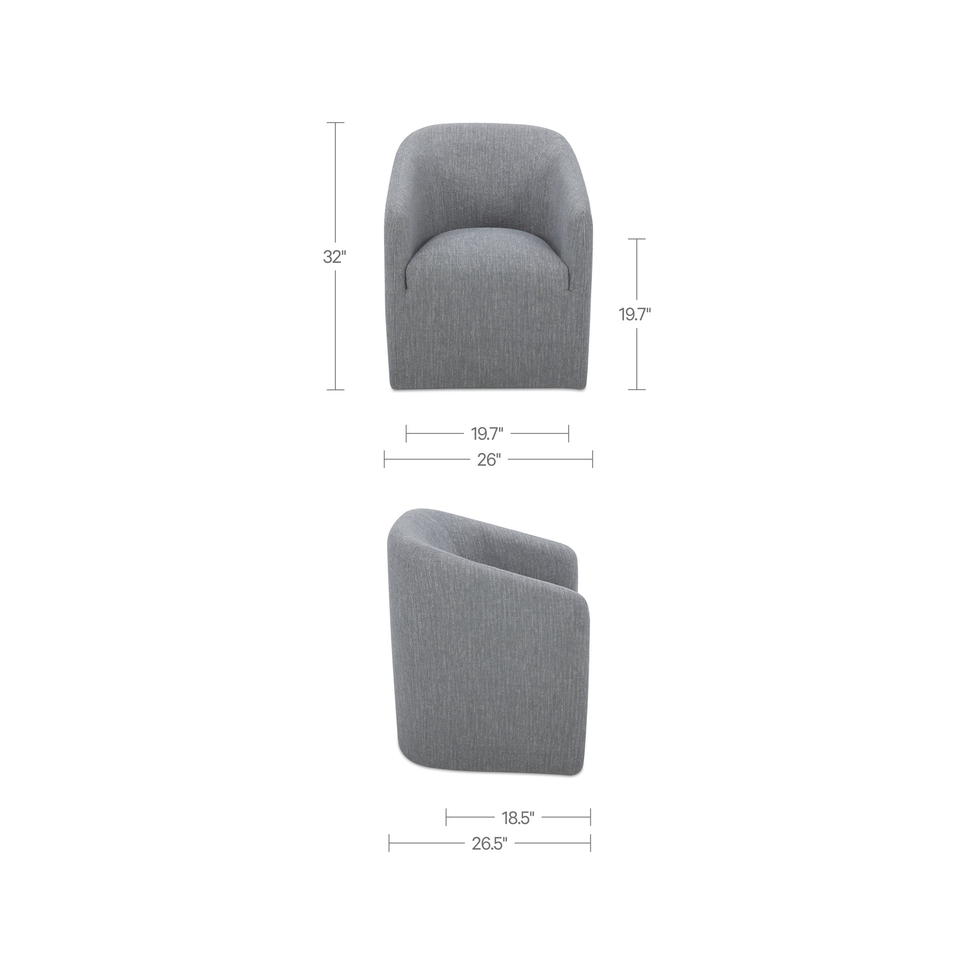 Sandy Rolling Dining Chair Grey by Moe's Home Collection - view 3
