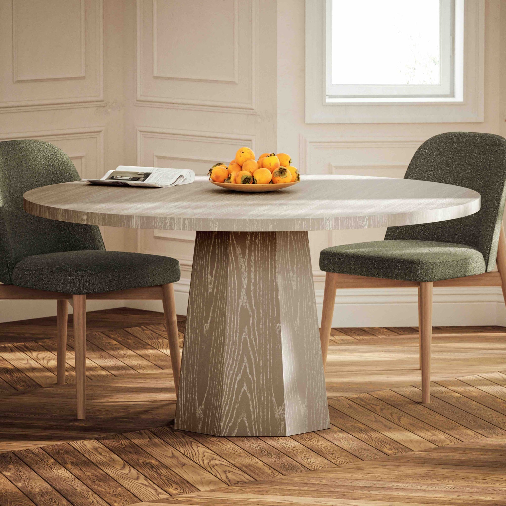 Kaia Putty Grey Round Dining Table by Urbia