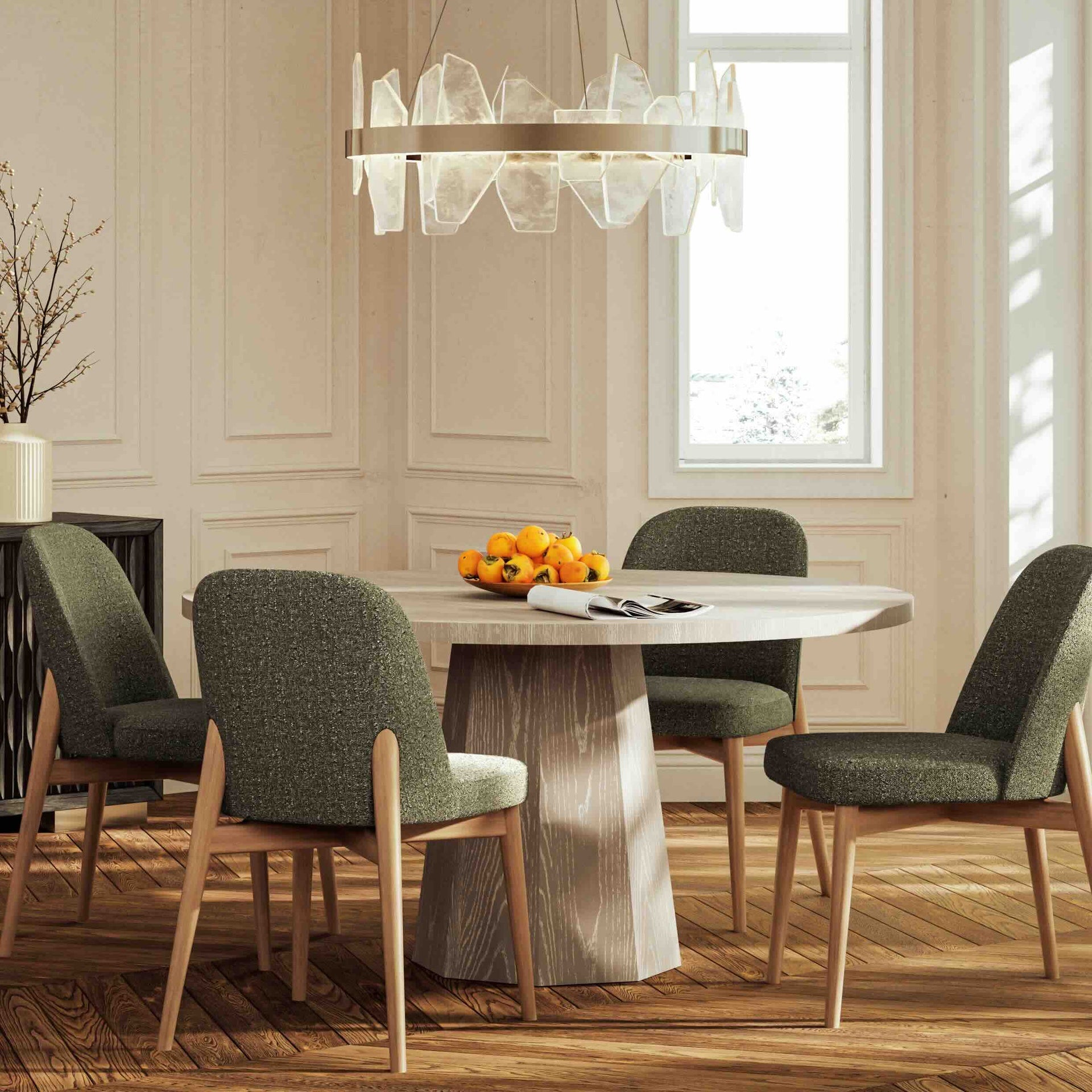 Kaia Putty Grey Round Dining Table by Urbia