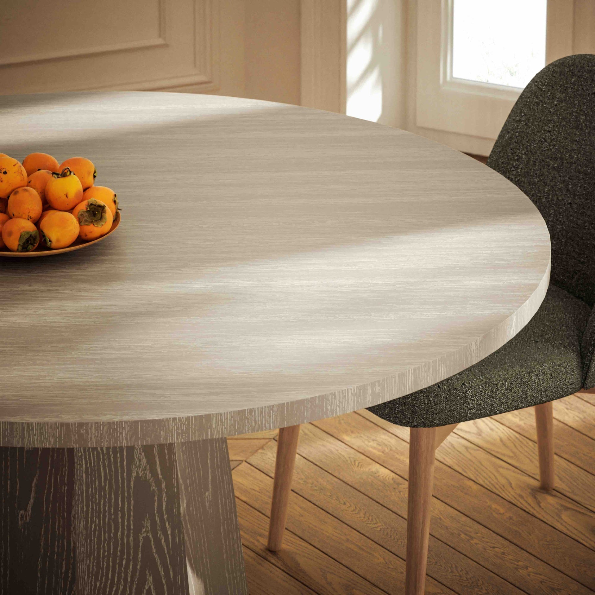 Kaia Putty Grey Round Dining Table by Urbia