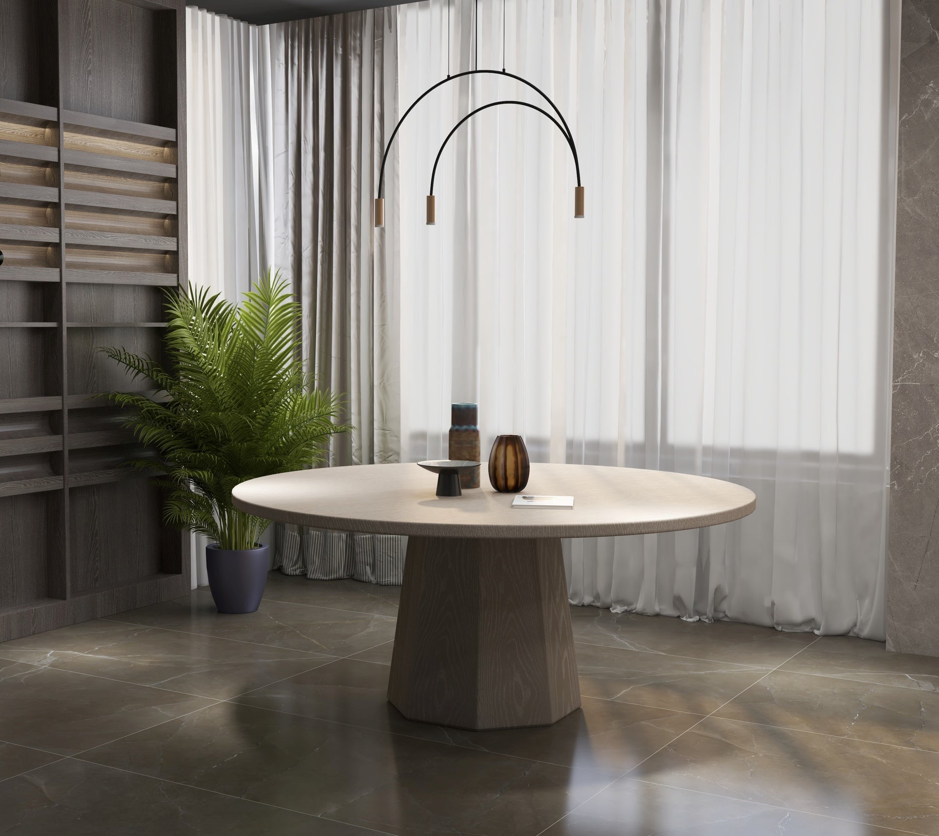 Kaia Charcoal Round Dining Table by Urbia