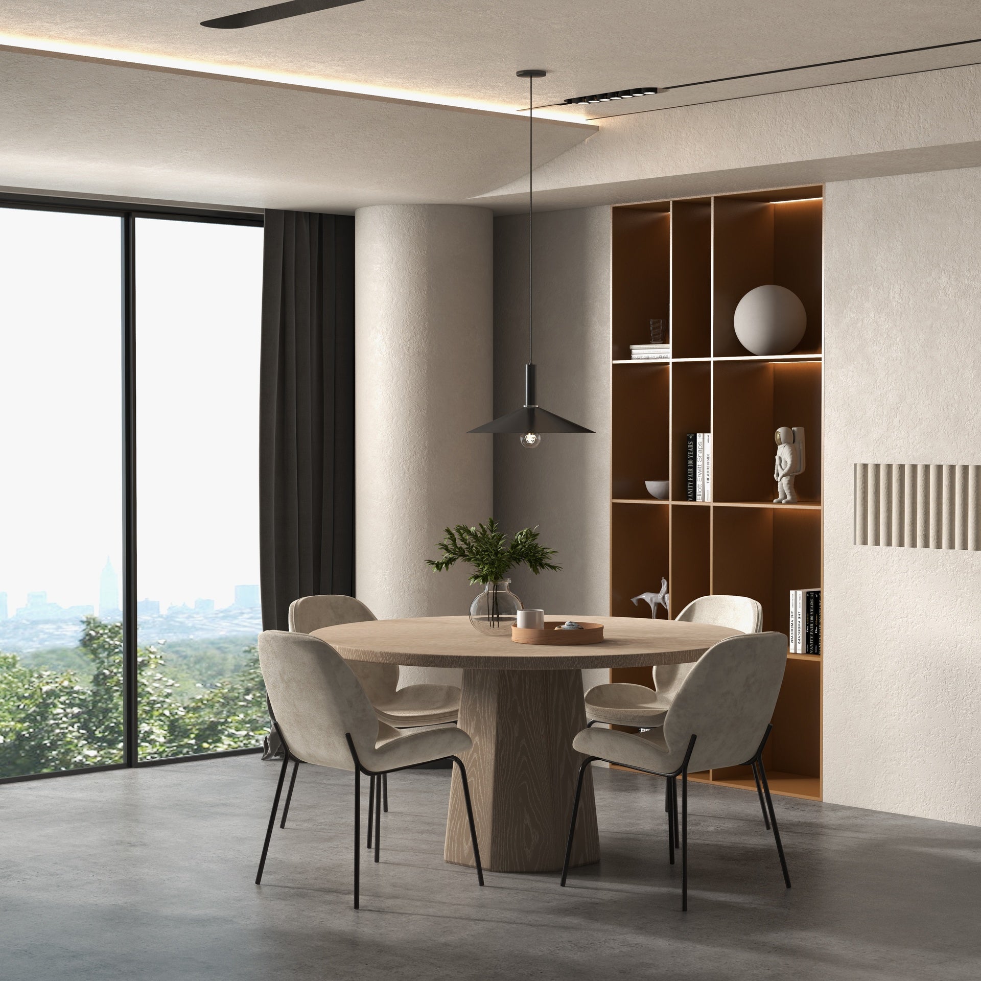 Kaia Putty Grey Round Dining Table by Urbia