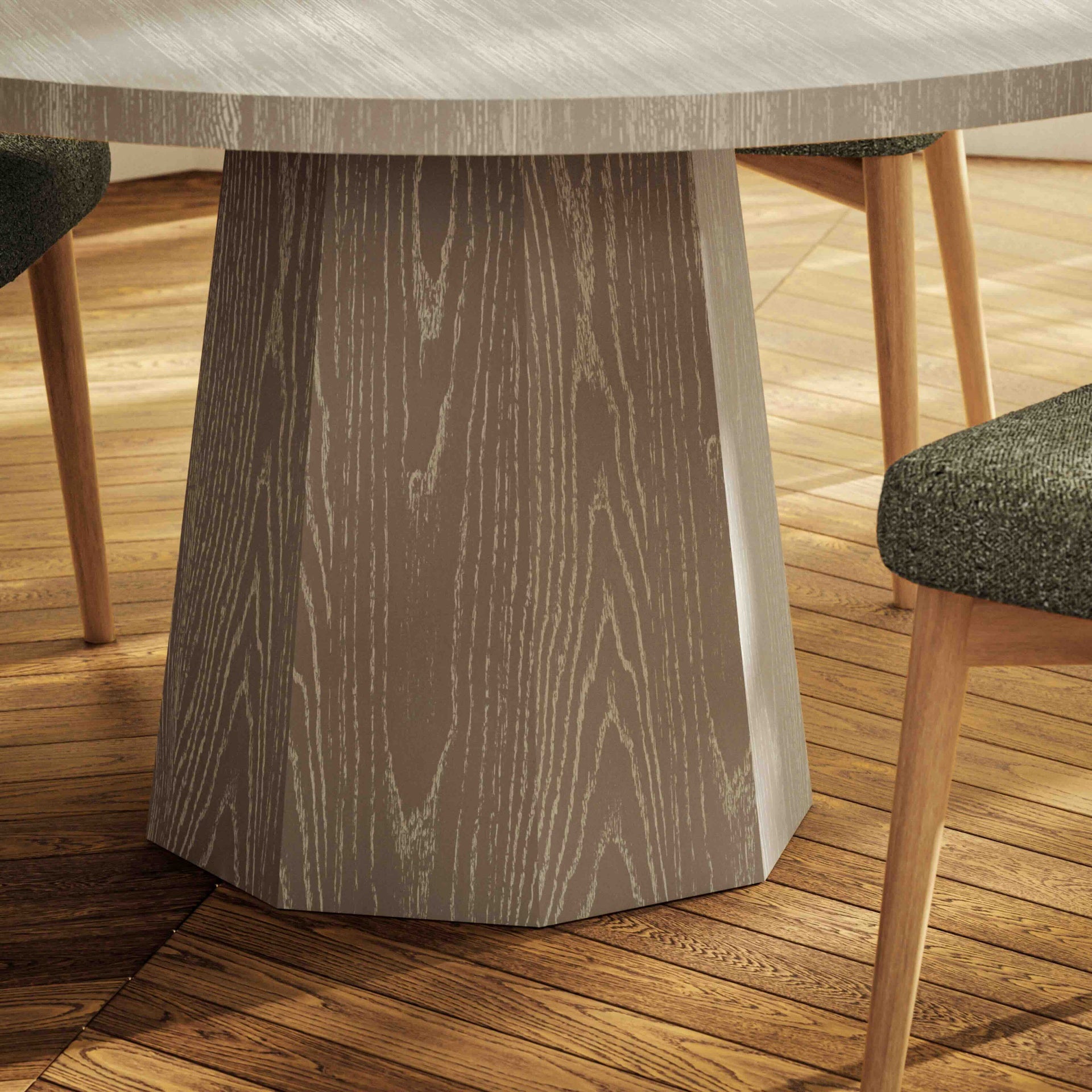 Kaia Putty Grey Round Dining Table by Urbia