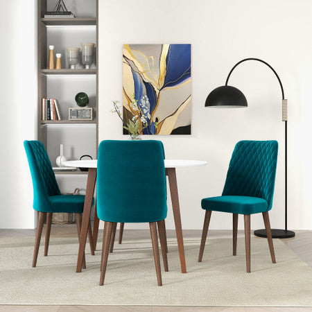 Katie  Teal Velvet Dining Chair (Set Of 2) - 18"