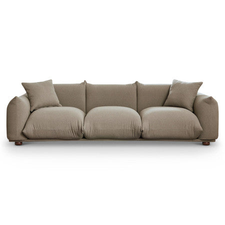 Kely 100'' Mocha Boucle Upholstered Sofa - 100"